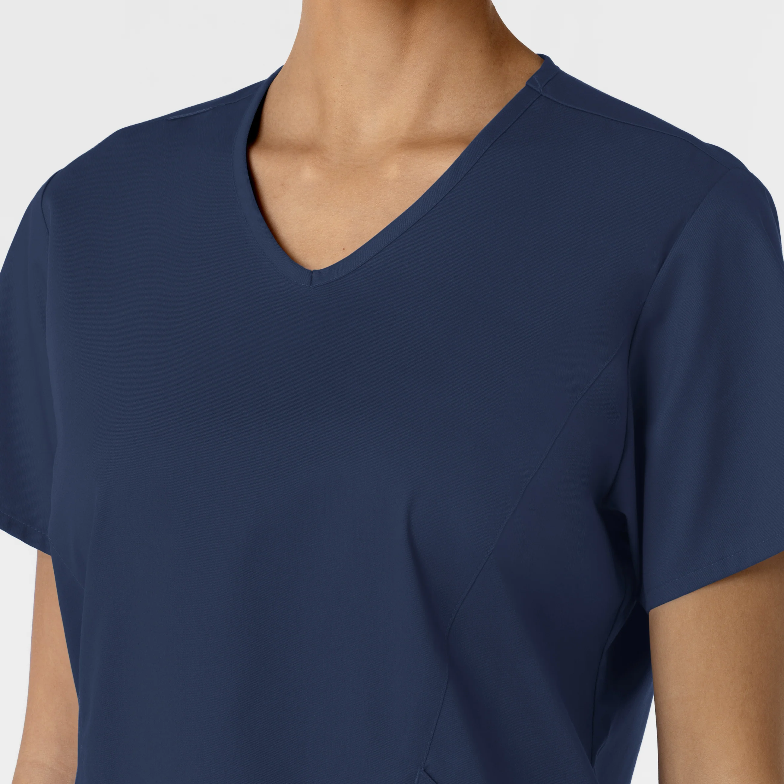 WORK Women's Curved V-Neck Scrub Top - Navy - Image 5