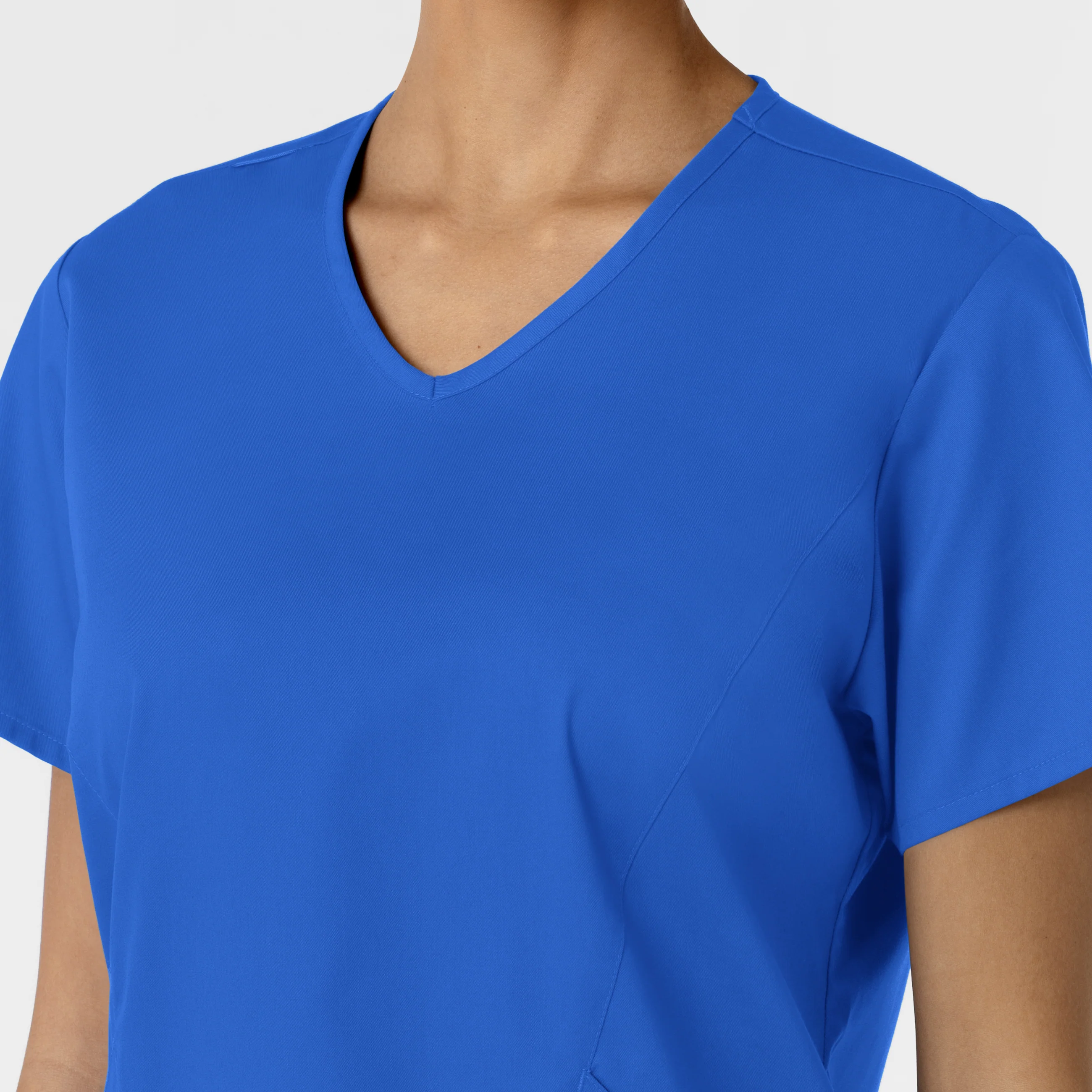 WORK Women's Curved V-Neck Scrub Top - Royal - Image 5