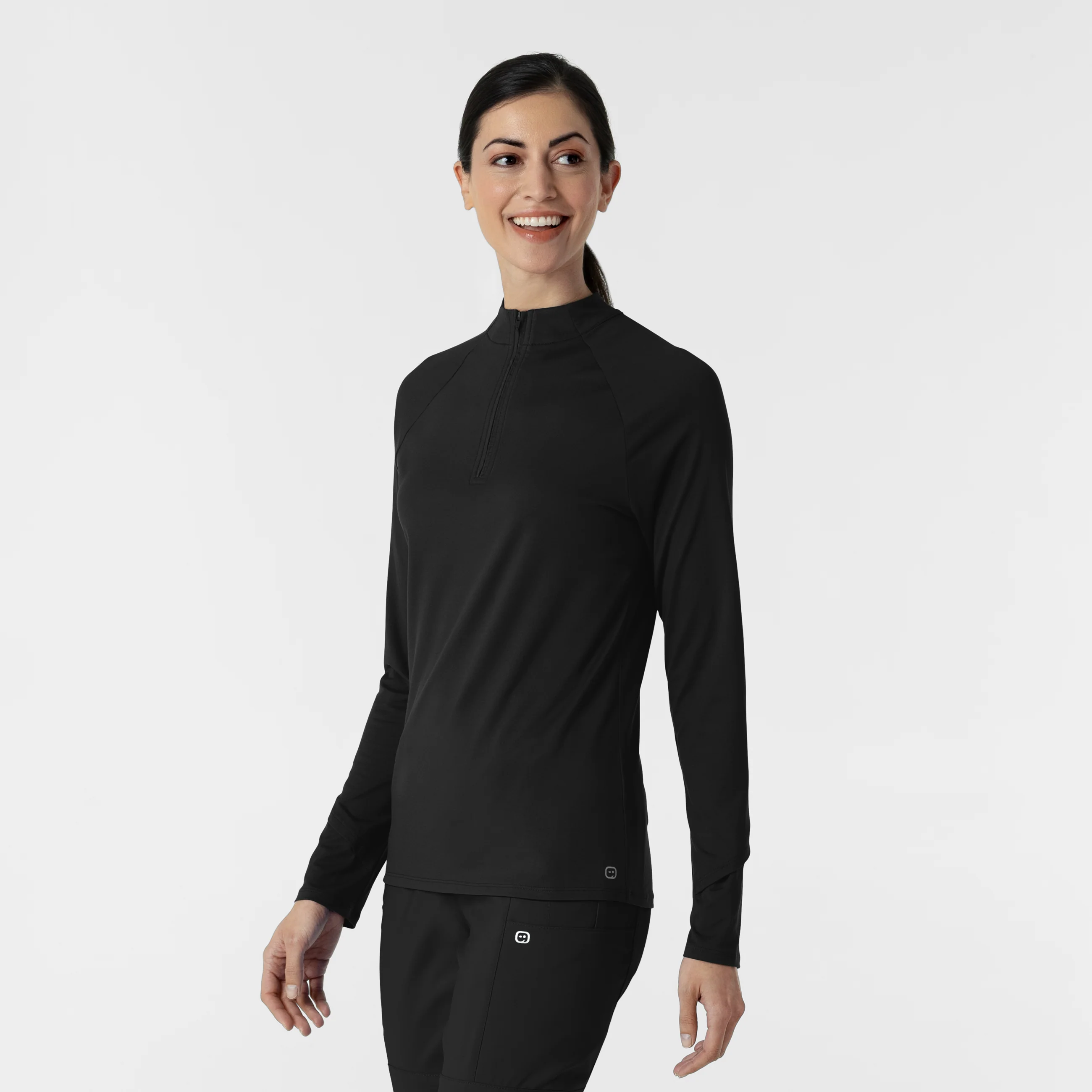 Women's Watch Window Quarter Zip Top - Black - Image 4