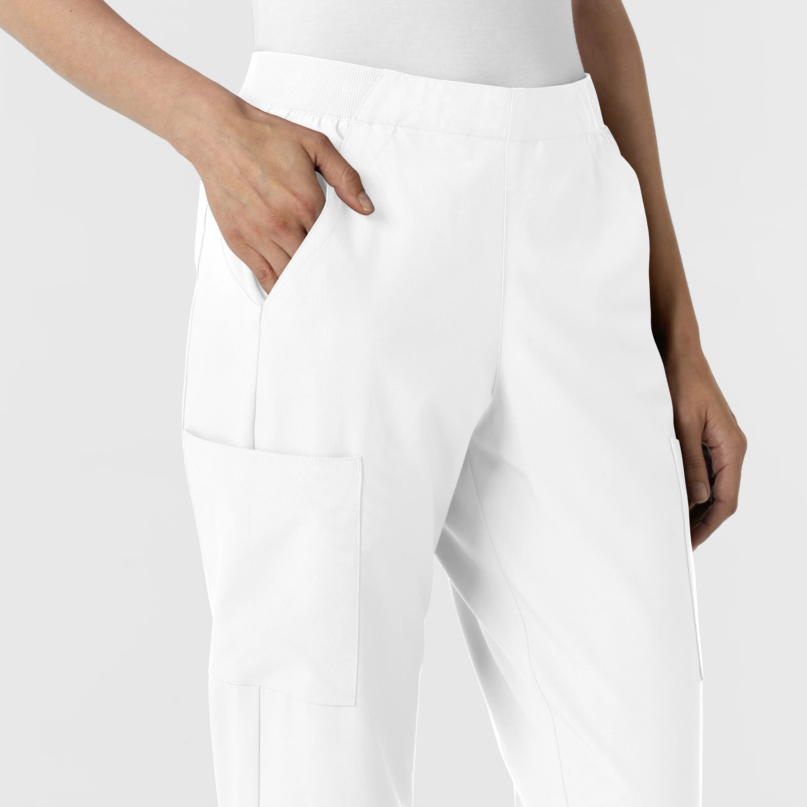 W123 Women's Cargo Utility Scrub Pant - White - Image 7