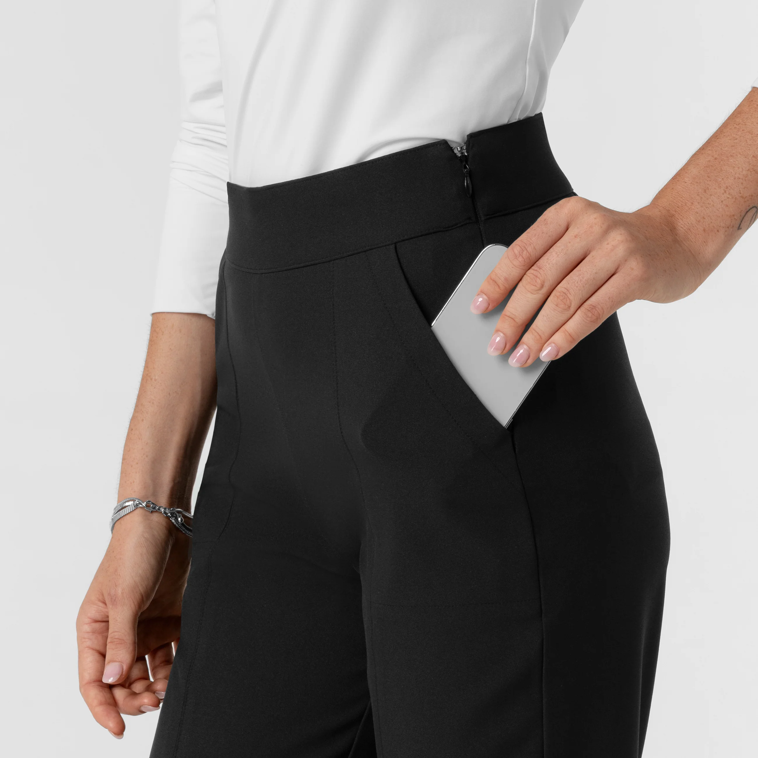 BLK Edit Women's Tapered Ankle Scrub Trouser - Black - Image 6
