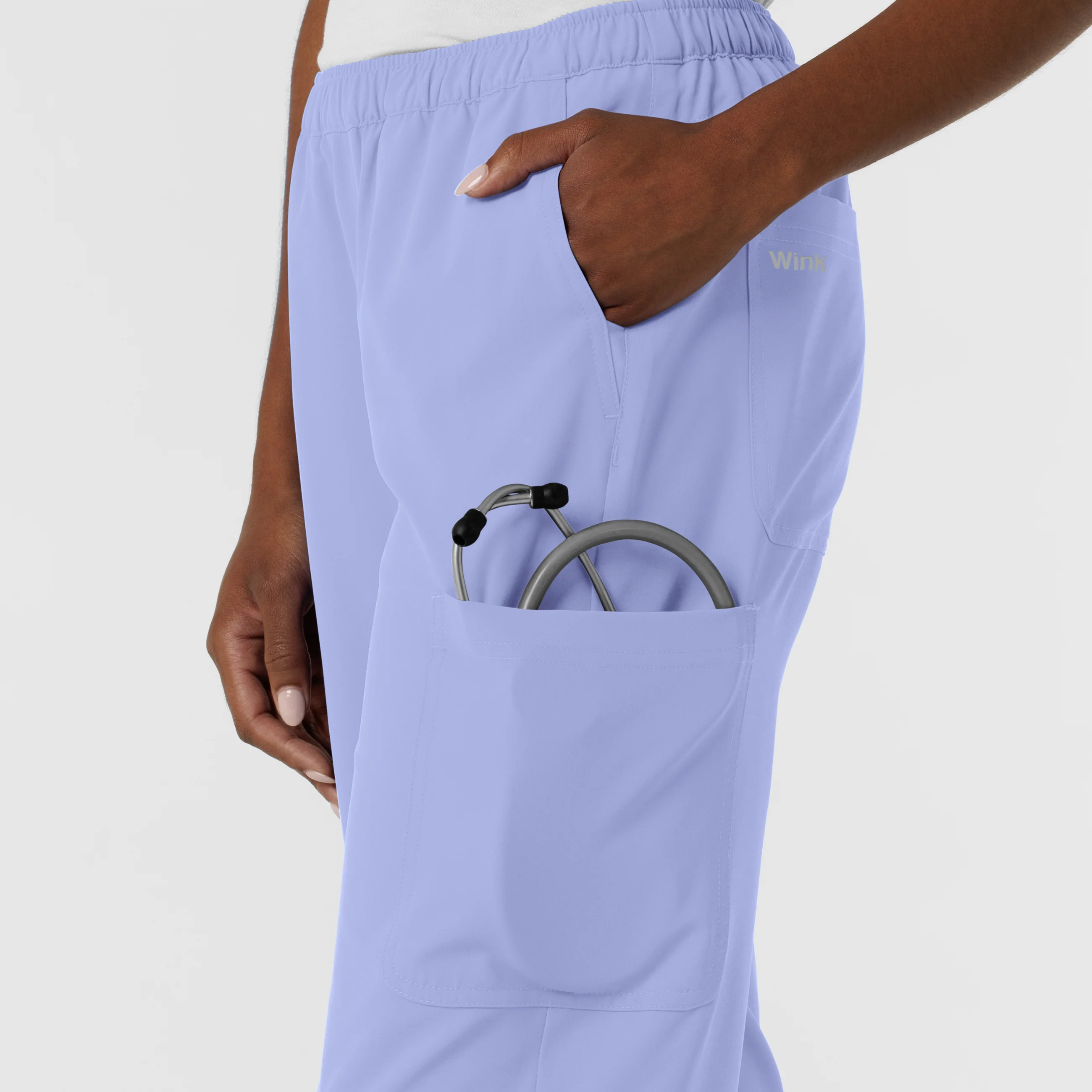 NURTUR Women's Straight Leg Cargo Scrub Pant - Ceil Blue - Image 10