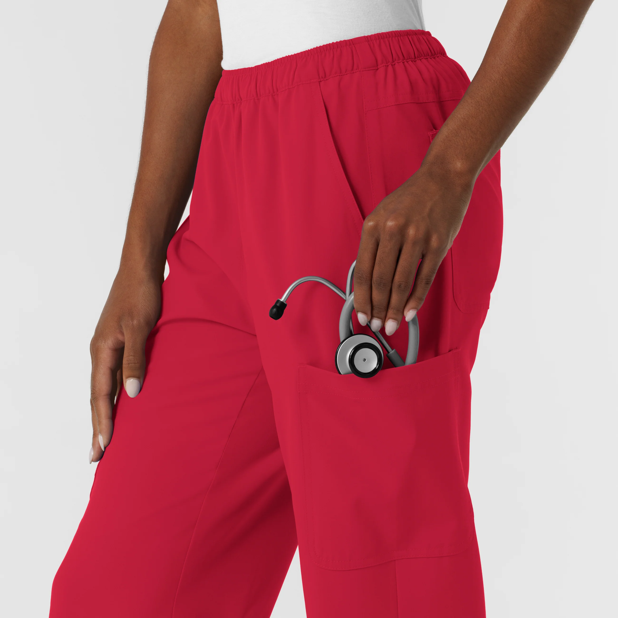 Nurtur Women's Straight Leg Cargo Scrub Pant - Red - Image 9
