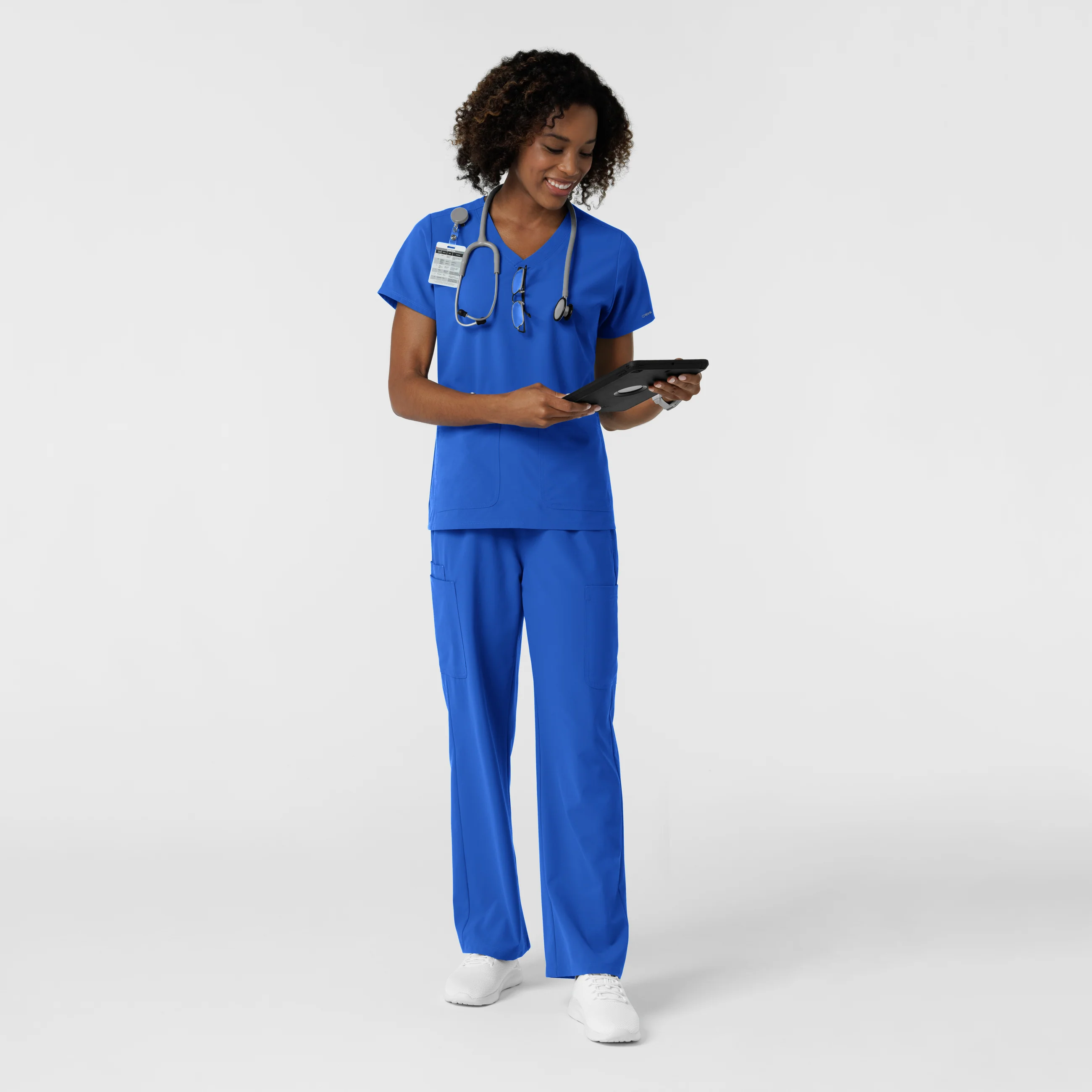 NURTUR Women's V-Neck Scrub Top - Royal - Image 3