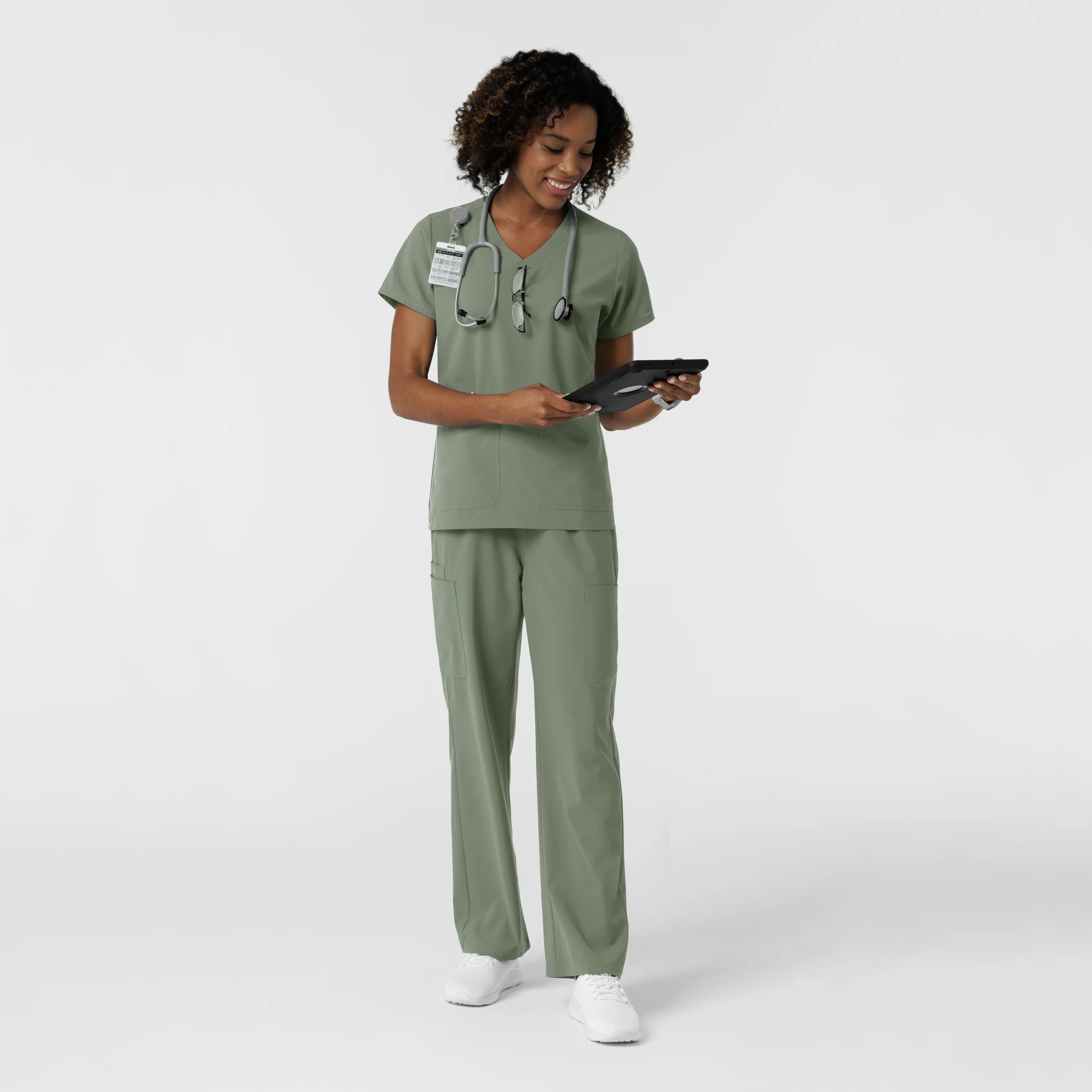 NURTUR Women's V-Neck Scrub Top - Sage - Image 3