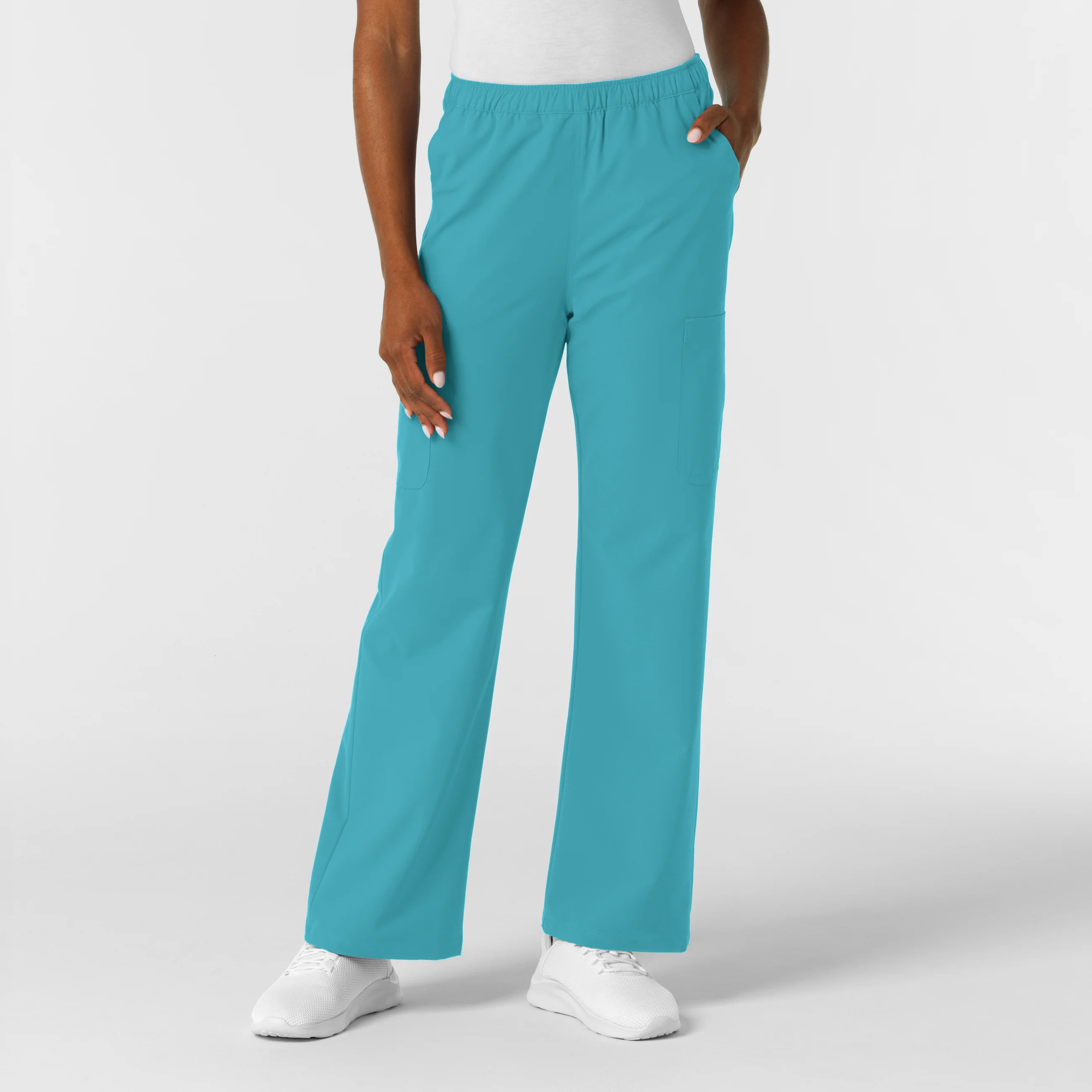Nurtur Women's Straight Leg Cargo Scrub Pant - Teal Blue