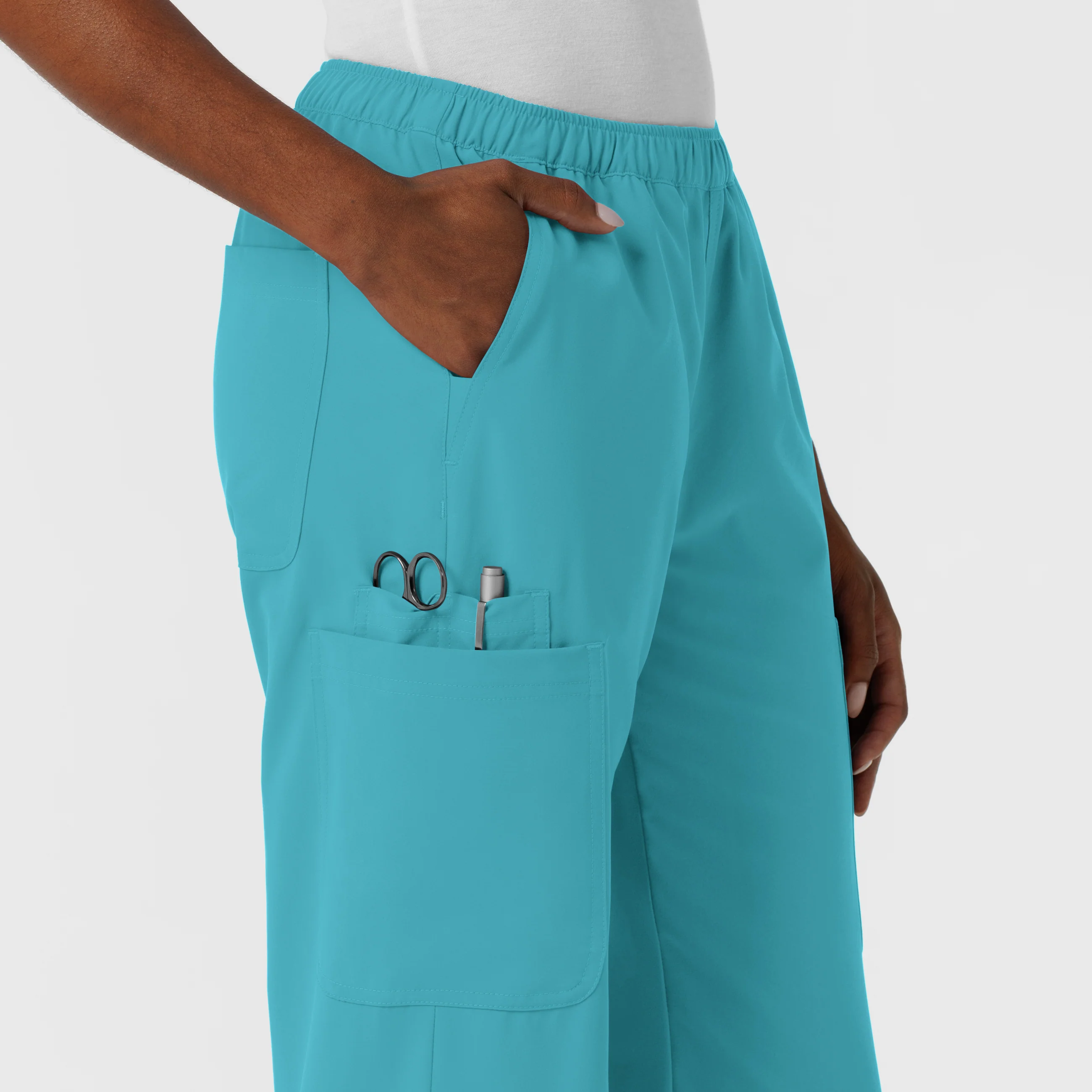 Nurtur Women's Straight Leg Cargo Scrub Pant - Teal Blue - Image 6