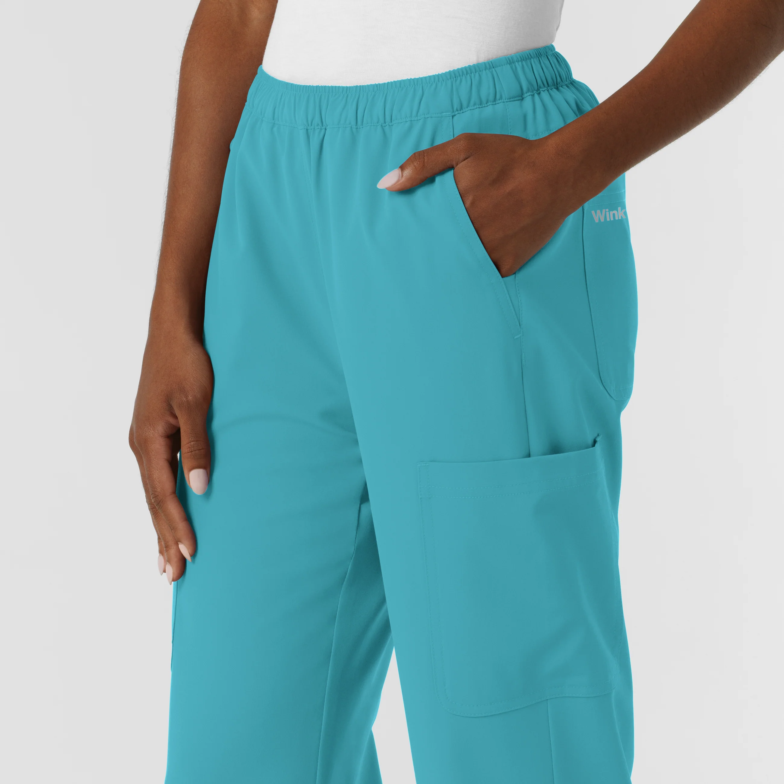 Nurtur Women's Straight Leg Cargo Scrub Pant - Teal Blue - Image 7