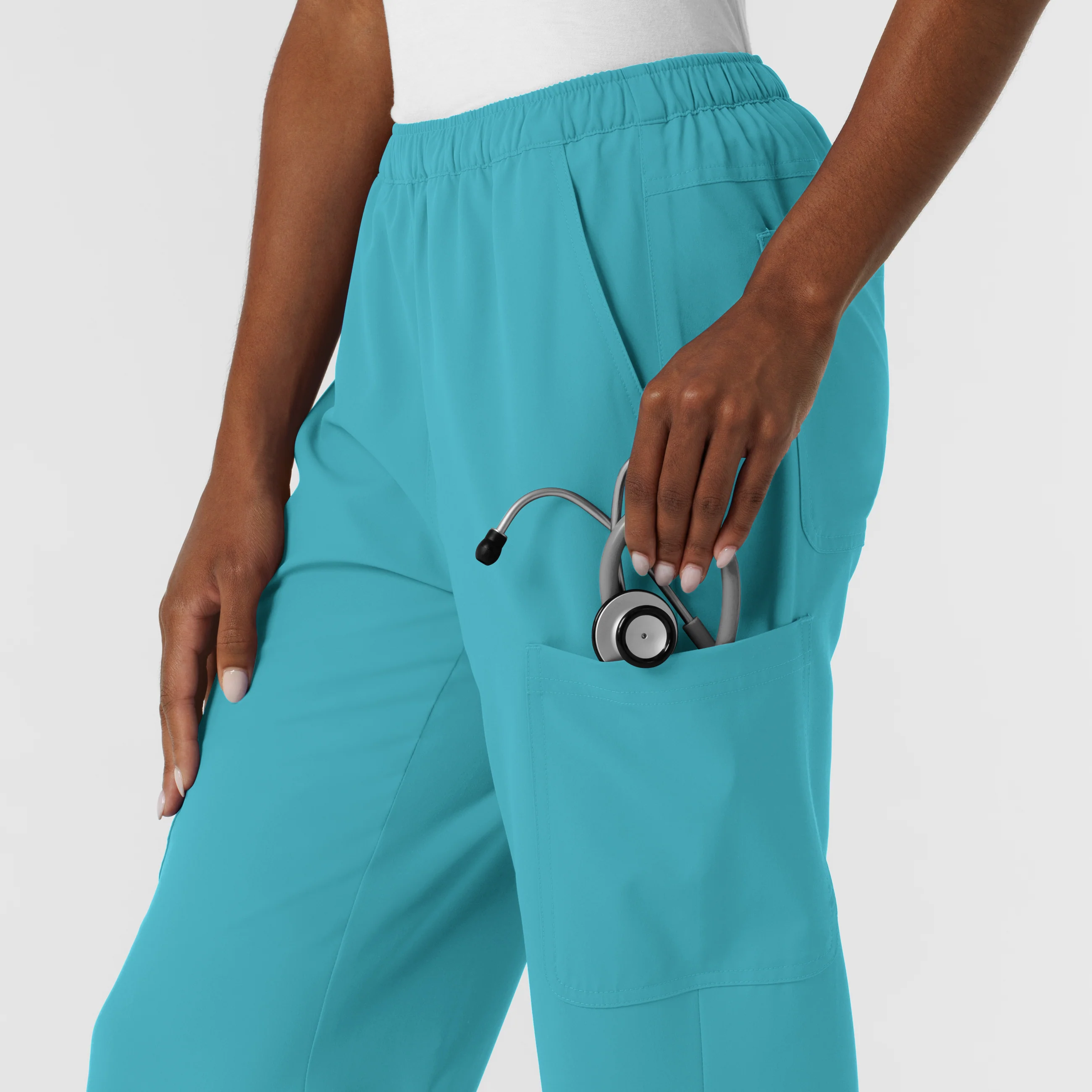 Nurtur Women's Straight Leg Cargo Scrub Pant - Teal Blue - Image 8