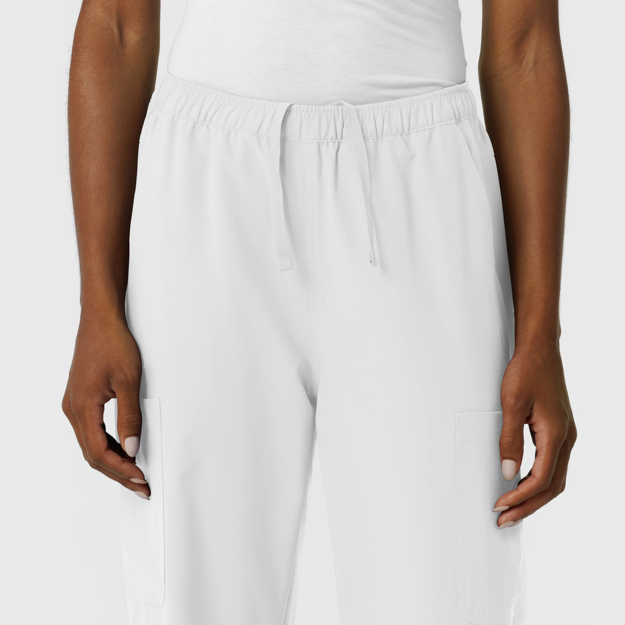 NURTUR Women's Straight Leg Cargo Scrub Pant - White - Image 6