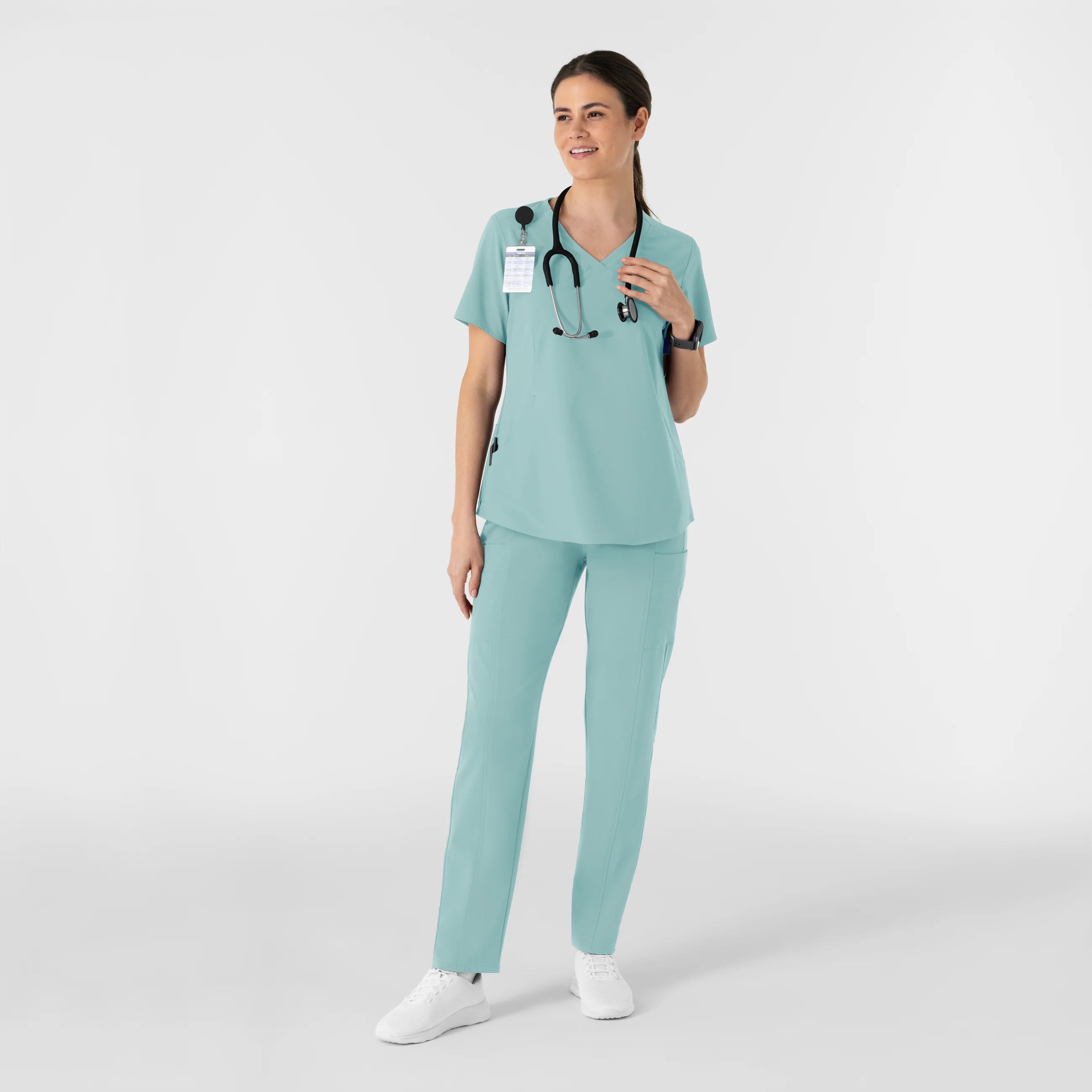 RENEW Women’s High Waist Tapered Scrub Pant - Coastal Blue - Image 3