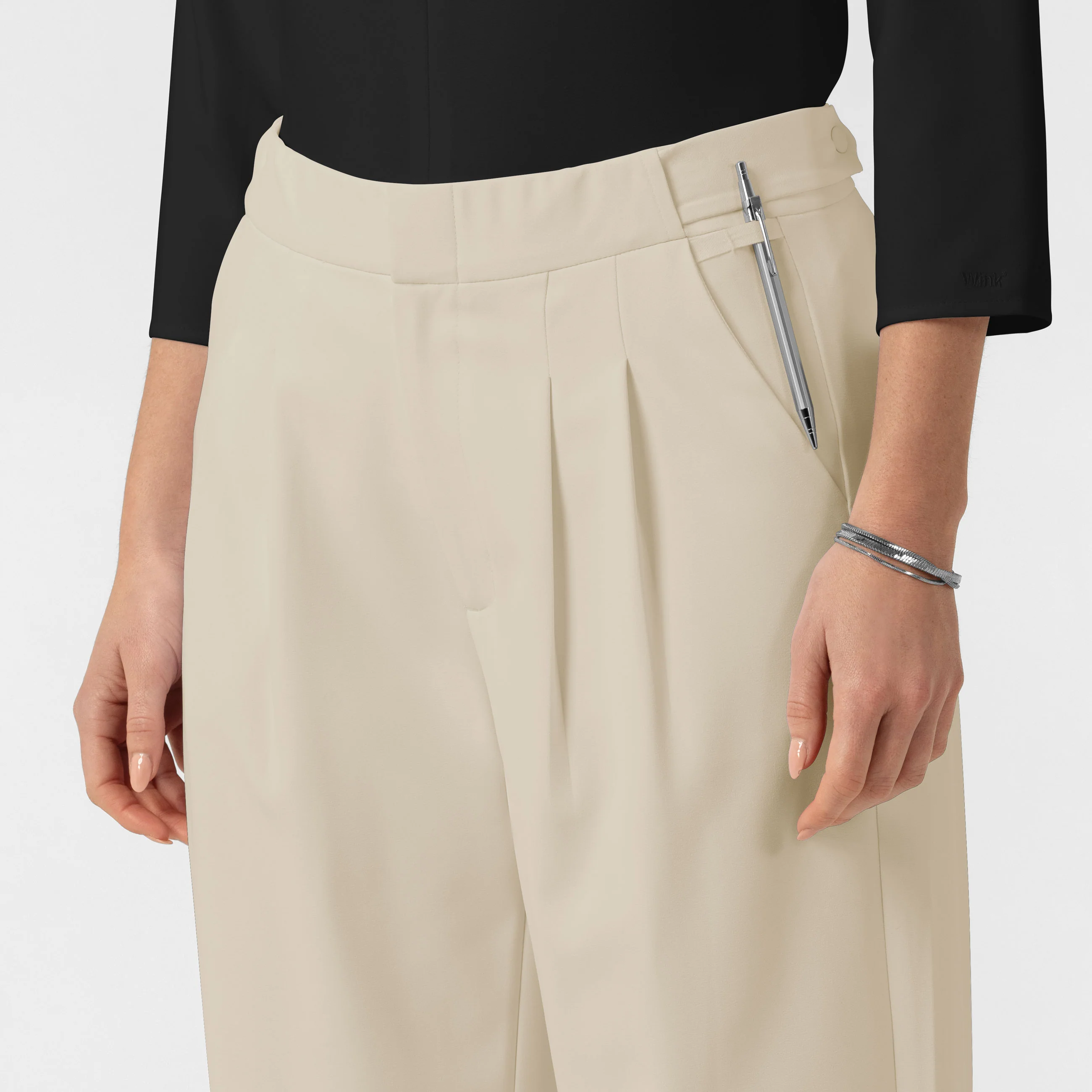 BLK Edit Women's Wide Leg Scrub Trouser - Coconut Milk - Image 6