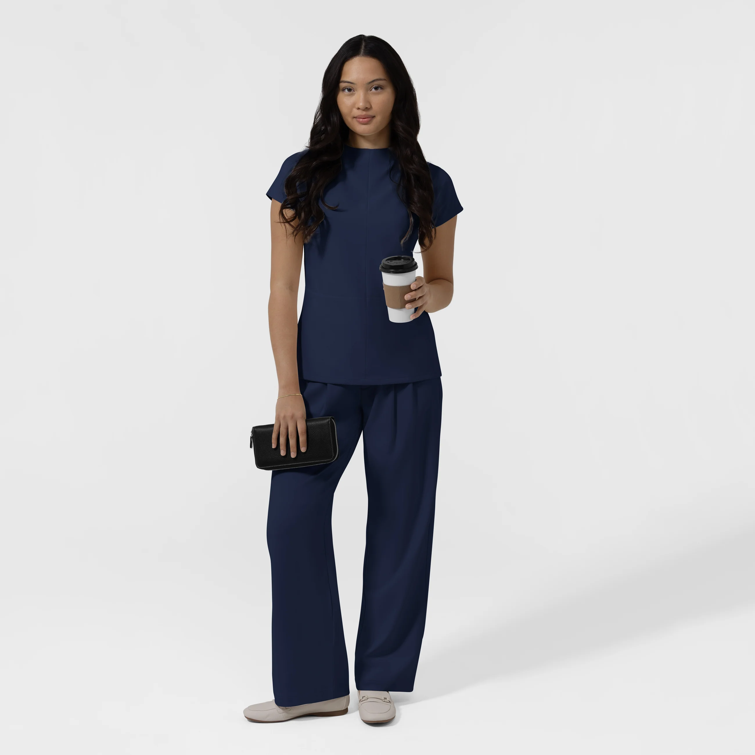 BLK Edit Women's Wide Leg Scrub Trouser - Navy - Image 7