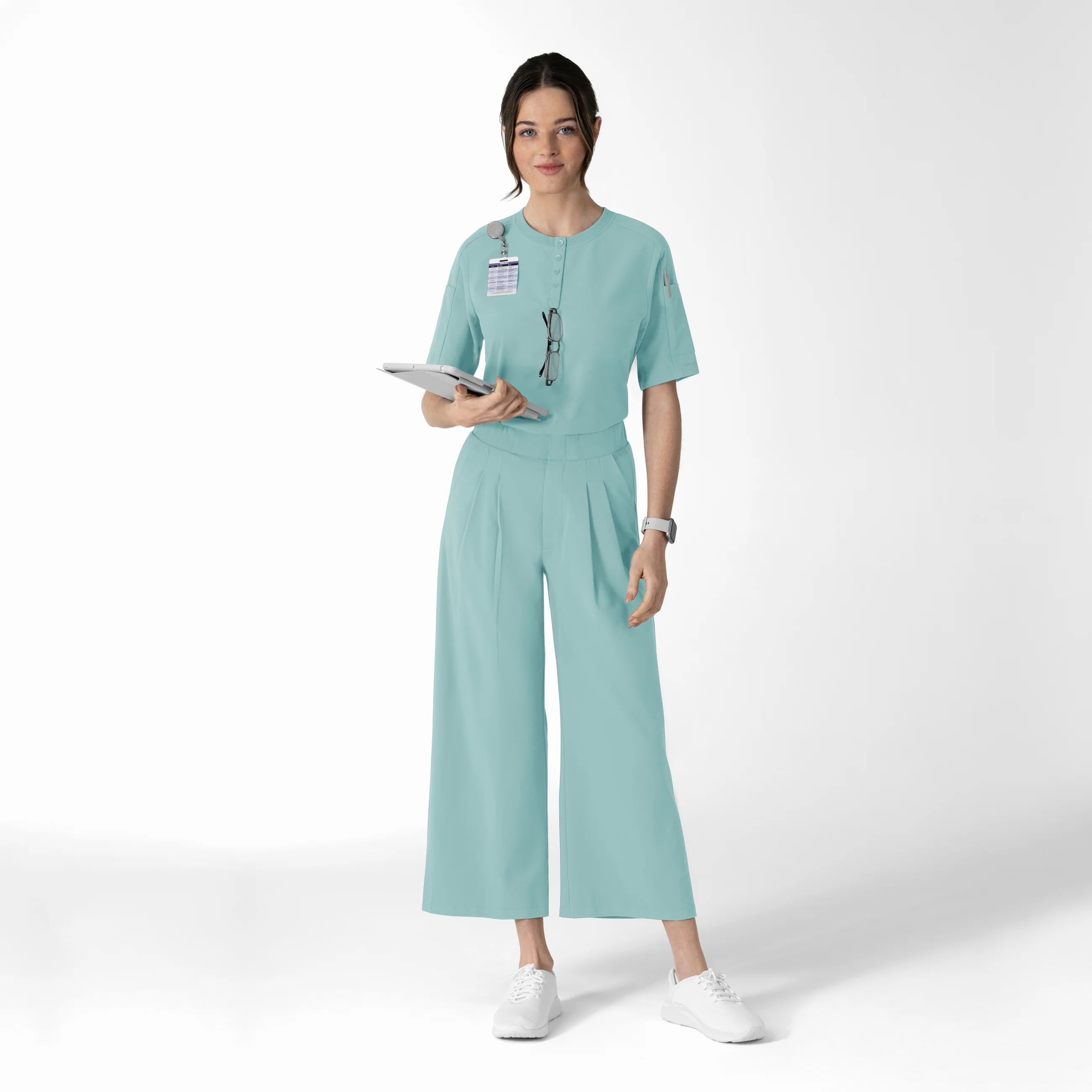 RENEW Women's Cropped Wide Leg Scrub Trouser - Coastal Blue - Image 3