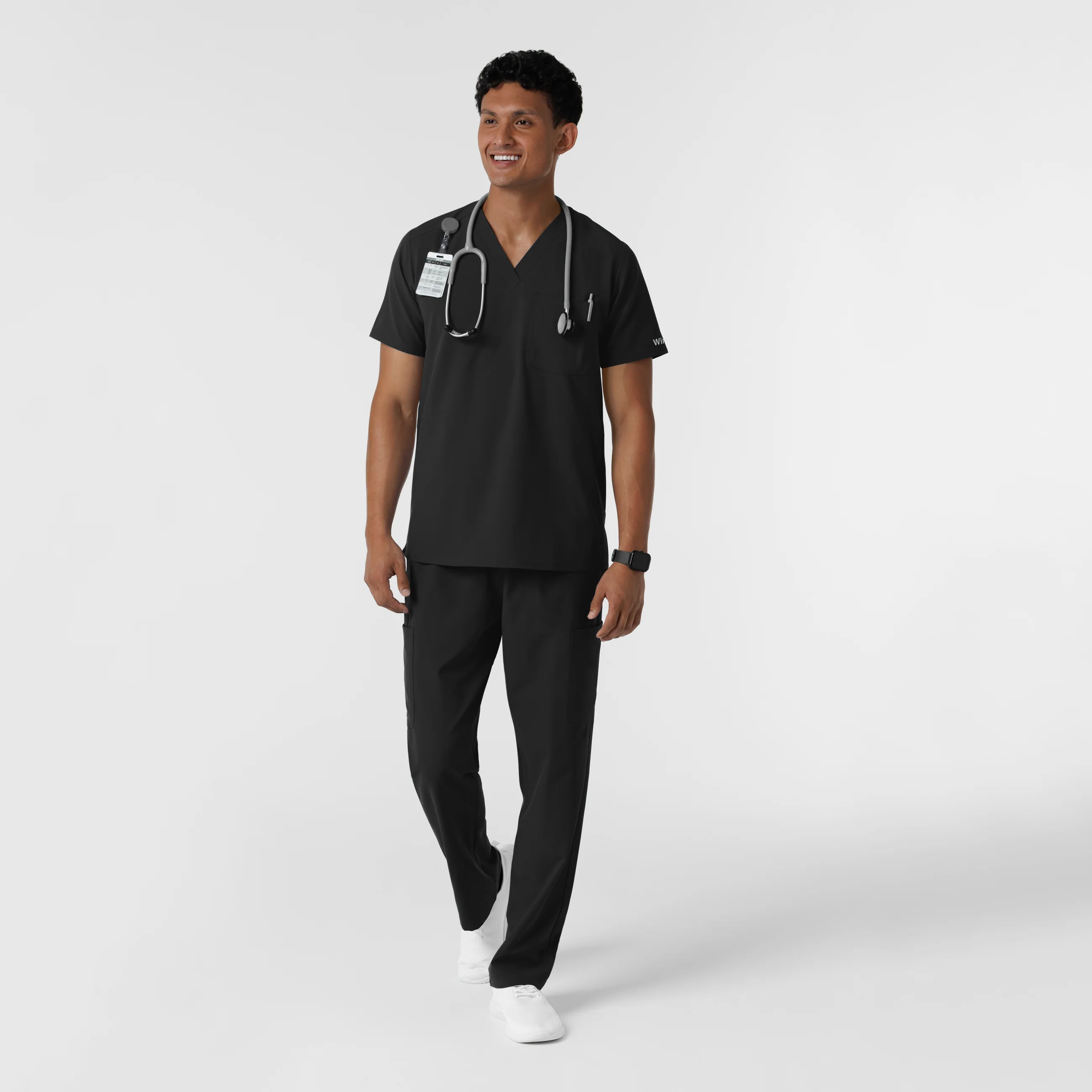 NURTUR Men's V-Neck Scrub Top - Black - Image 3