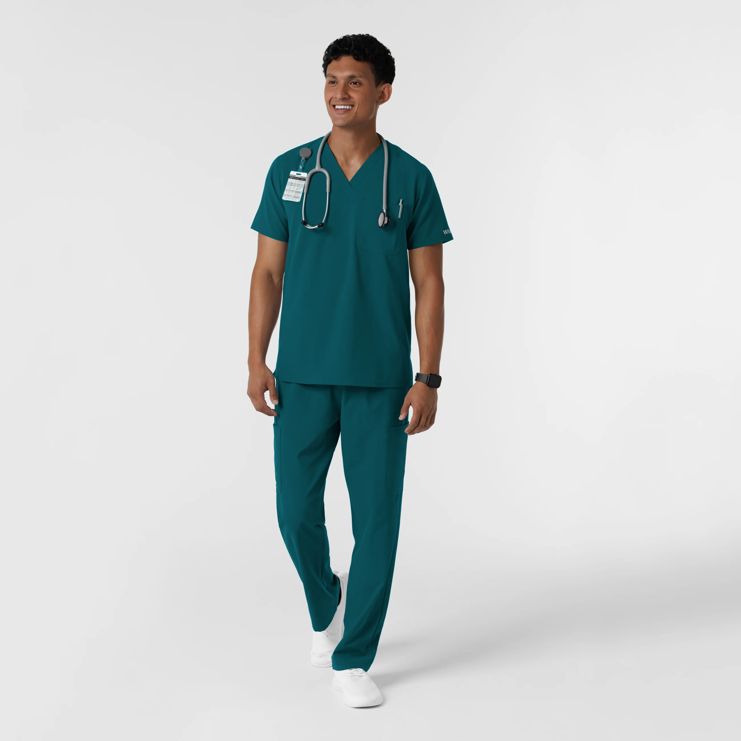 NURTUR Men's V-Neck Scrub Top - Caribbean - Image 3