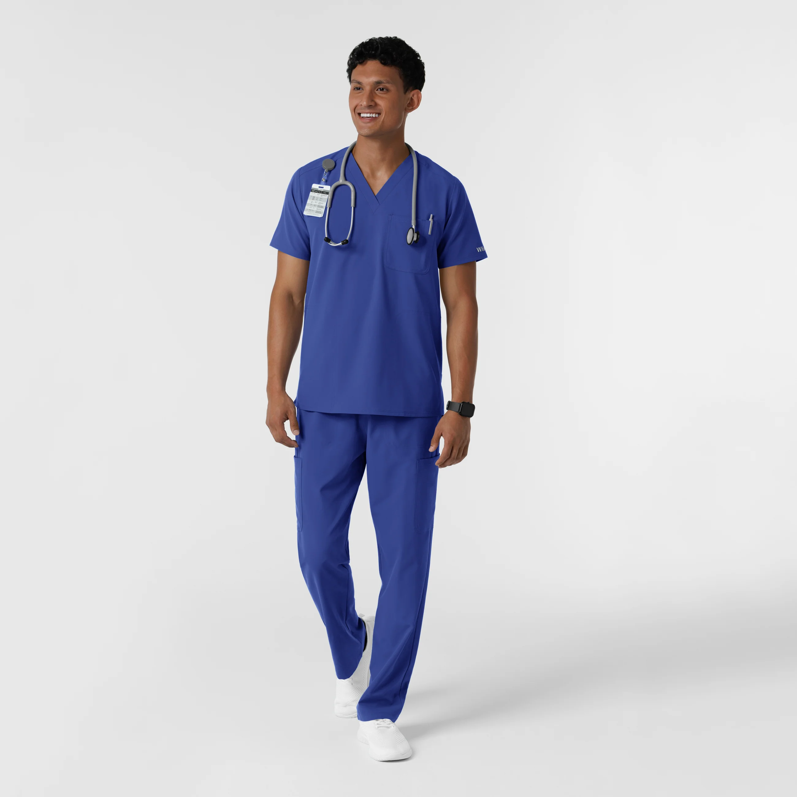 NURTUR Men's V-Neck Scrub Top - Galaxy Blue - Image 3