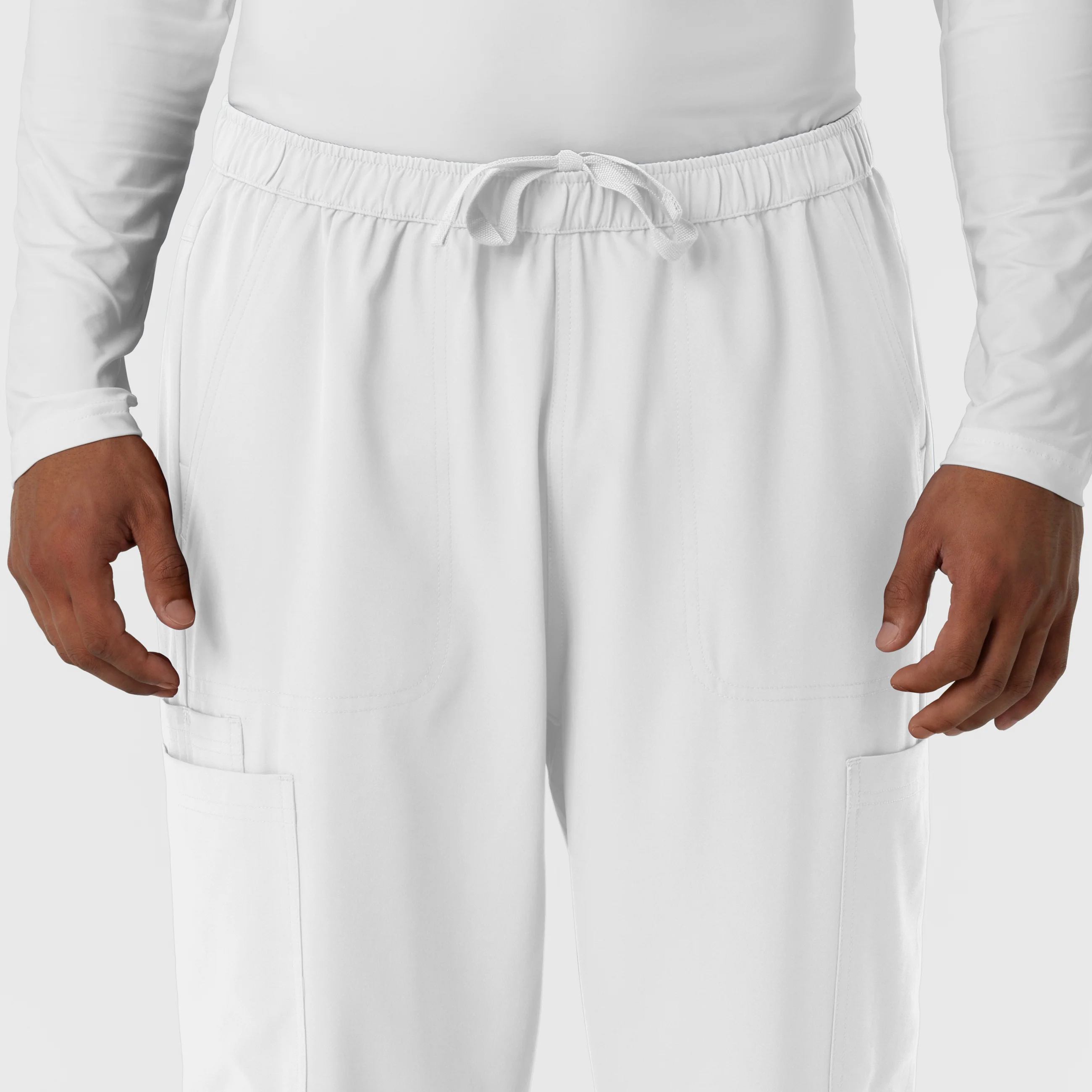 NURTUR Men's Straight Leg Cargo Scrub Pant - White - Image 6