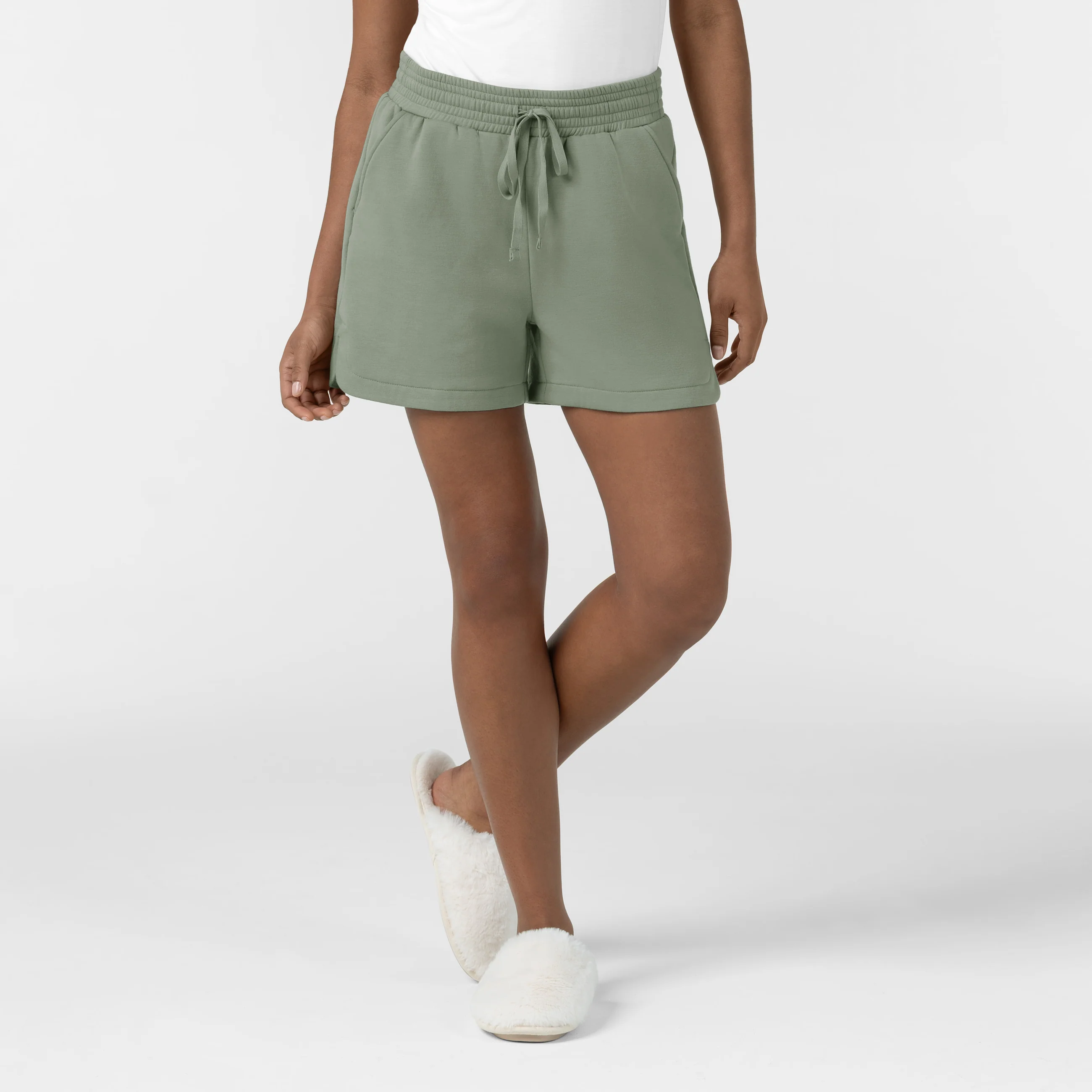 Unwind & Lounge Women's Fleece High Rise Shorts - Sage