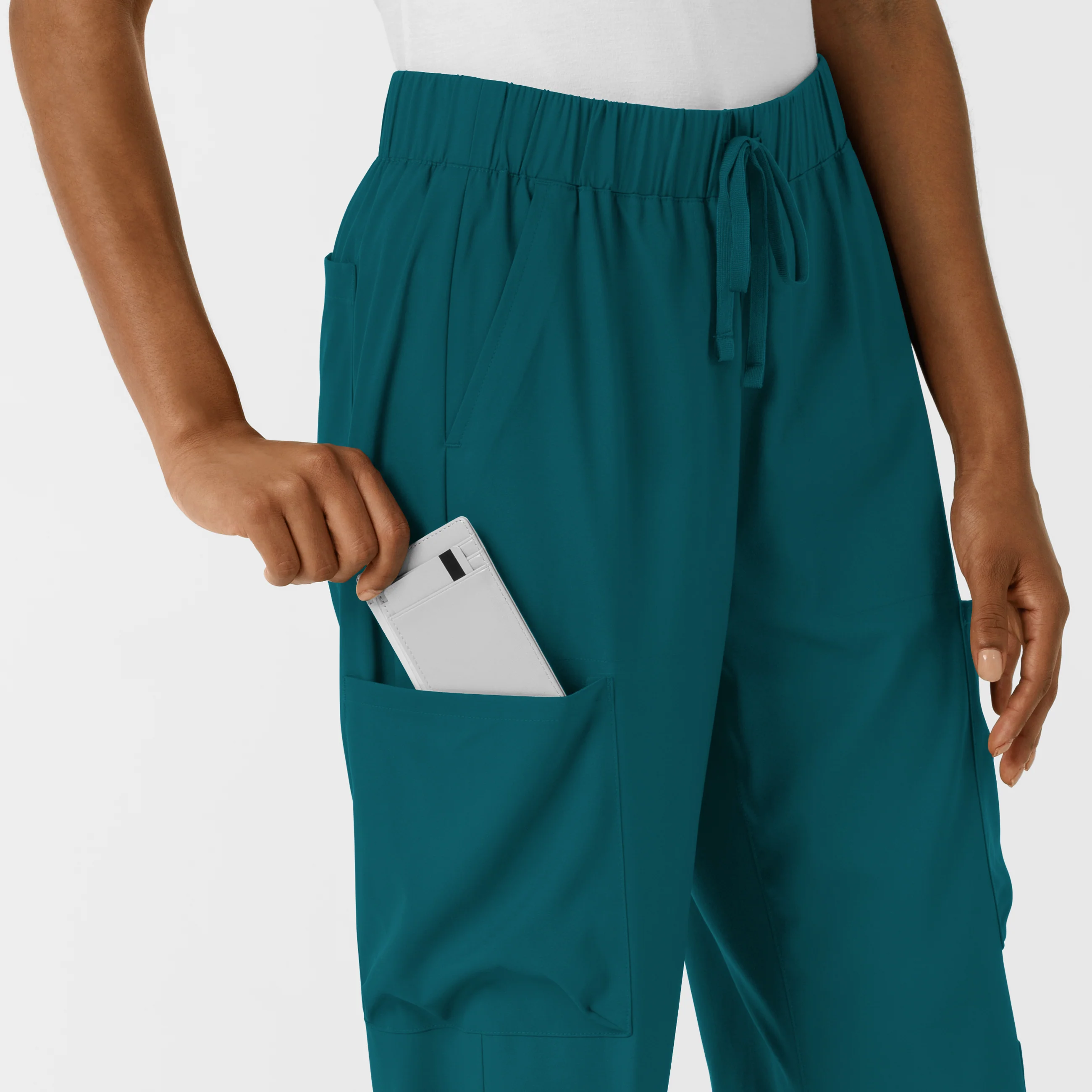 Boundless Women's Classic Wide Leg Cargo Scrub Pant - Caribbean - Image 8