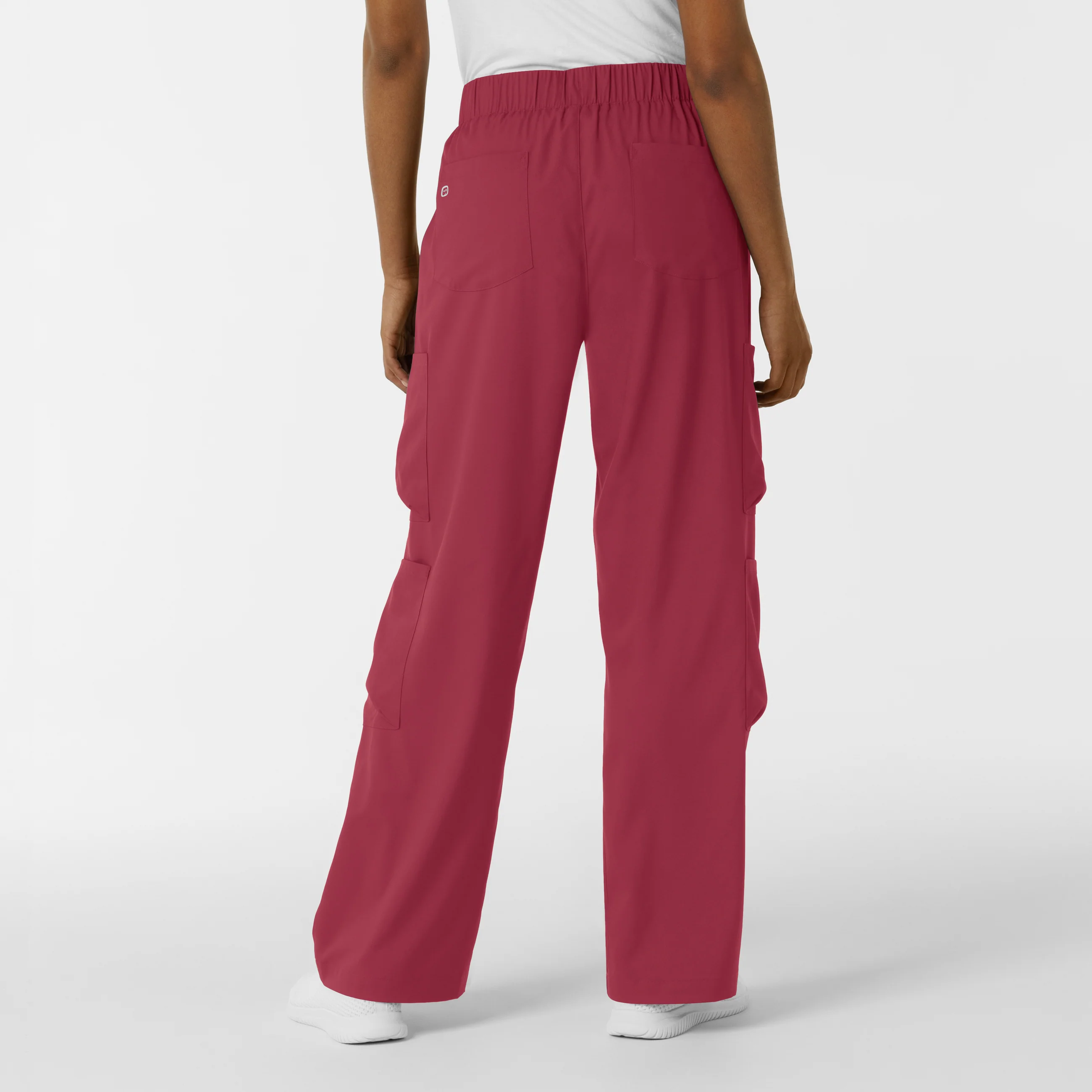 Boundless Women's Classic Wide Leg Double Cargo Scrub Pant - Ruby - Image 2