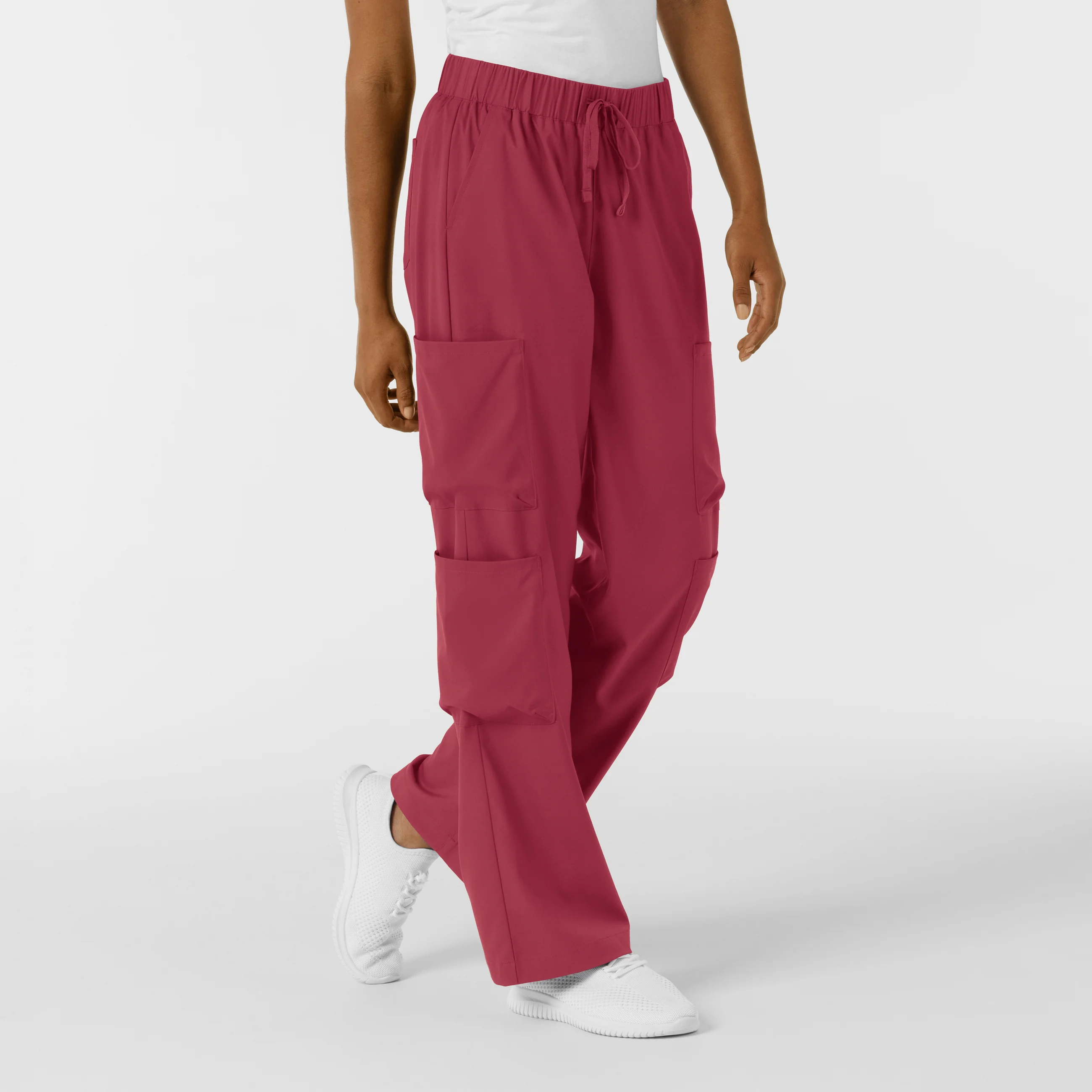 Boundless Women's Classic Wide Leg Double Cargo Scrub Pant - Ruby - Image 4