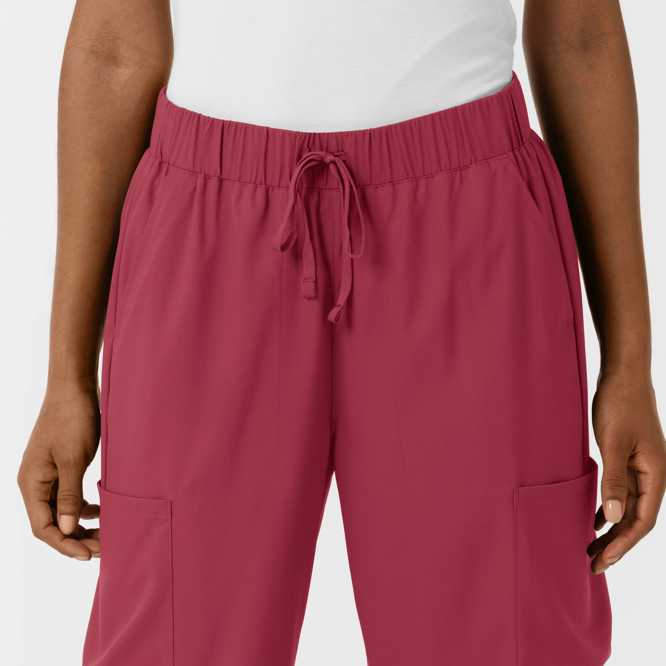 Boundless Women's Classic Wide Leg Double Cargo Scrub Pant - Ruby - Image 5