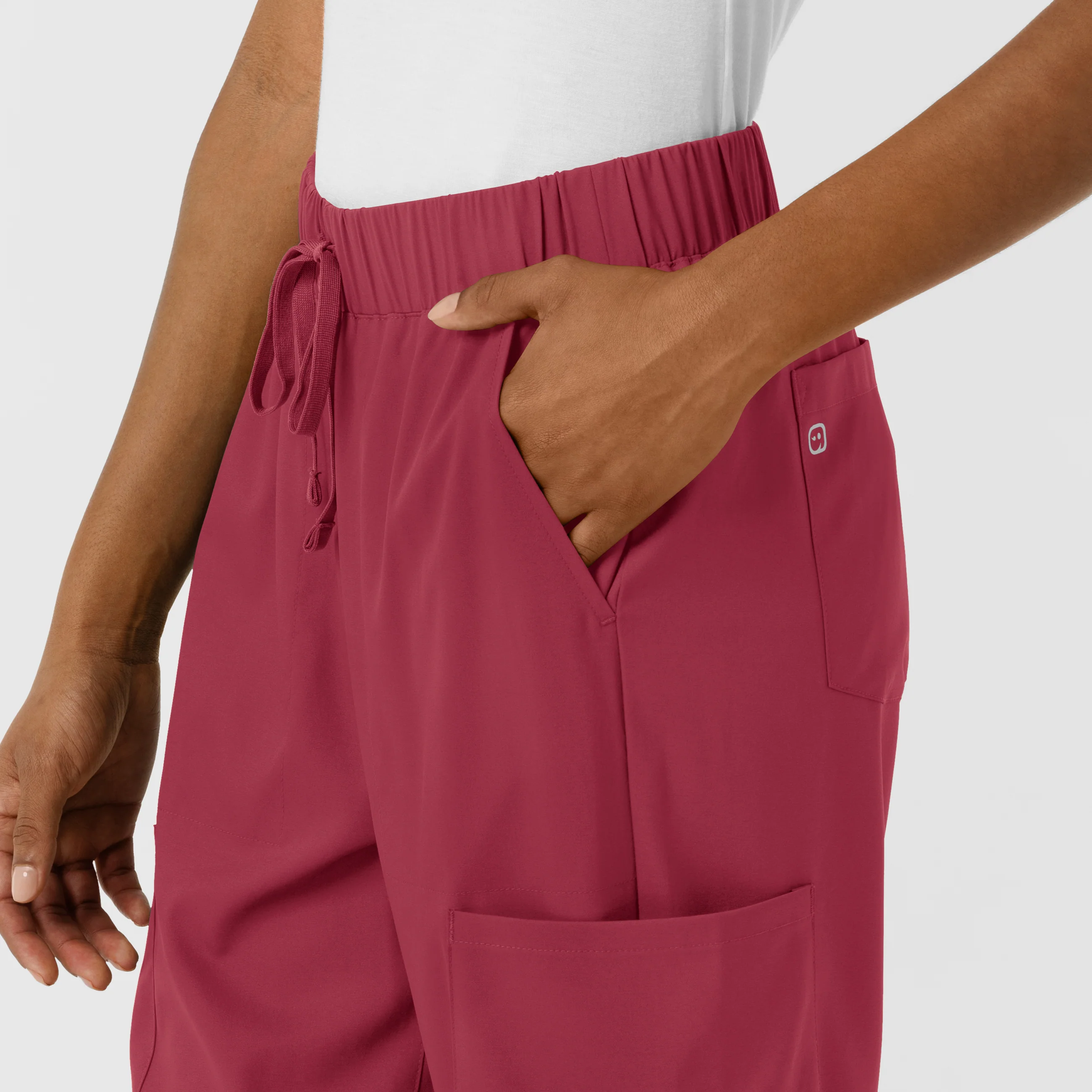 Boundless Women's Classic Wide Leg Double Cargo Scrub Pant - Ruby - Image 7