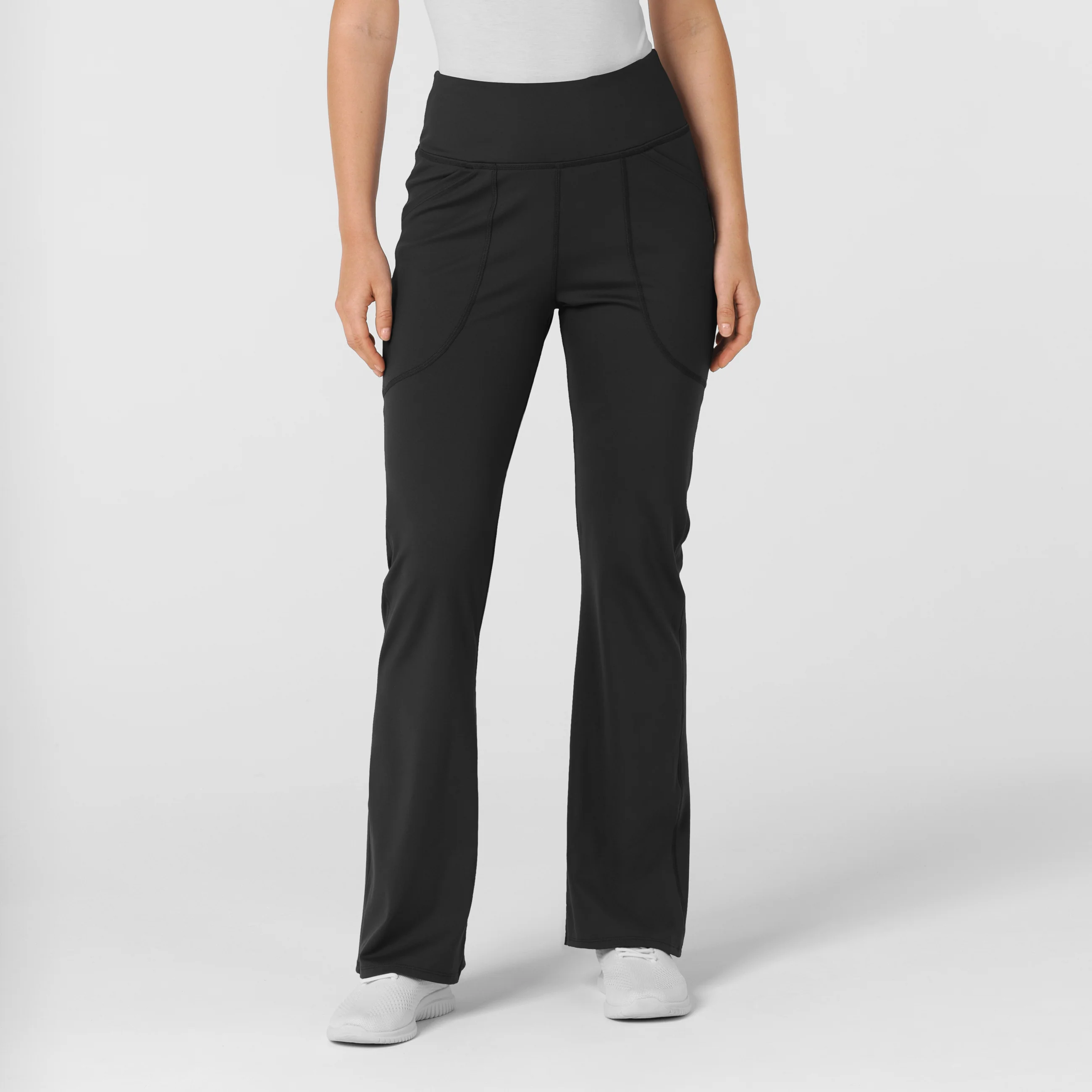 RENEW Knit Women's Flare Yoga Scrub Pant - Black - Image 4