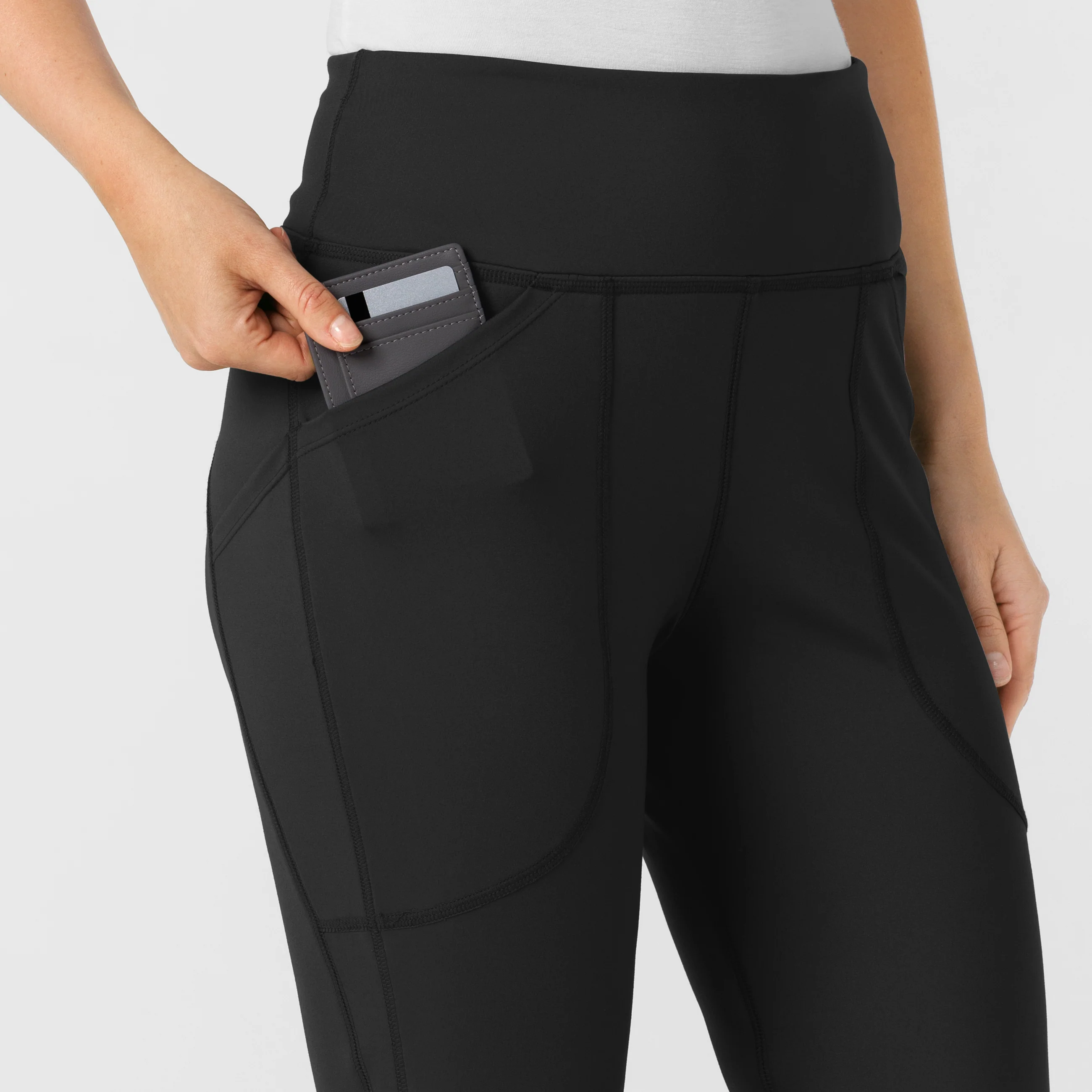 RENEW Knit Women's Flare Yoga Scrub Pant - Black - Image 6