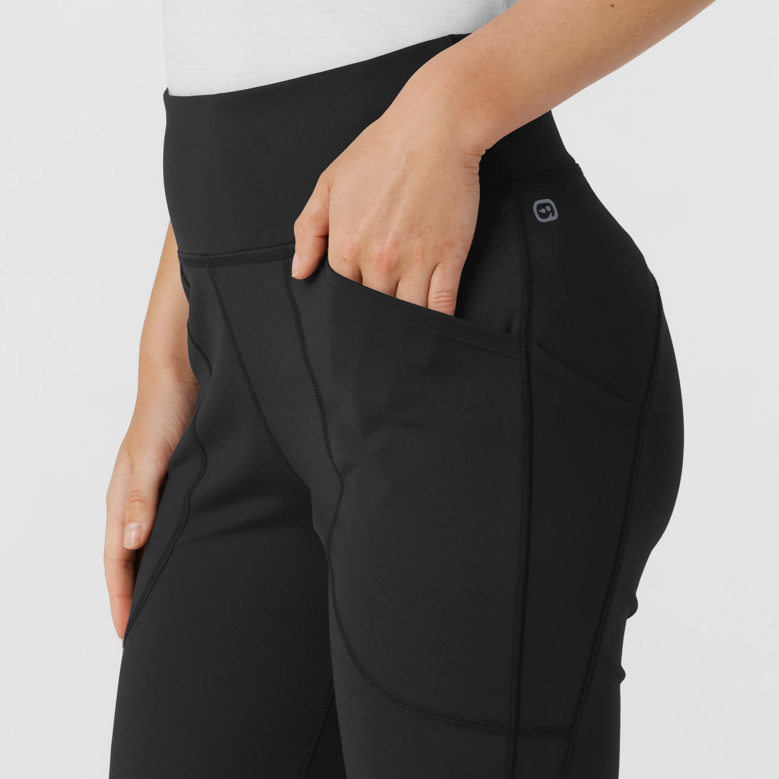 RENEW Knit Women's Flare Yoga Scrub Pant - Black - Image 7