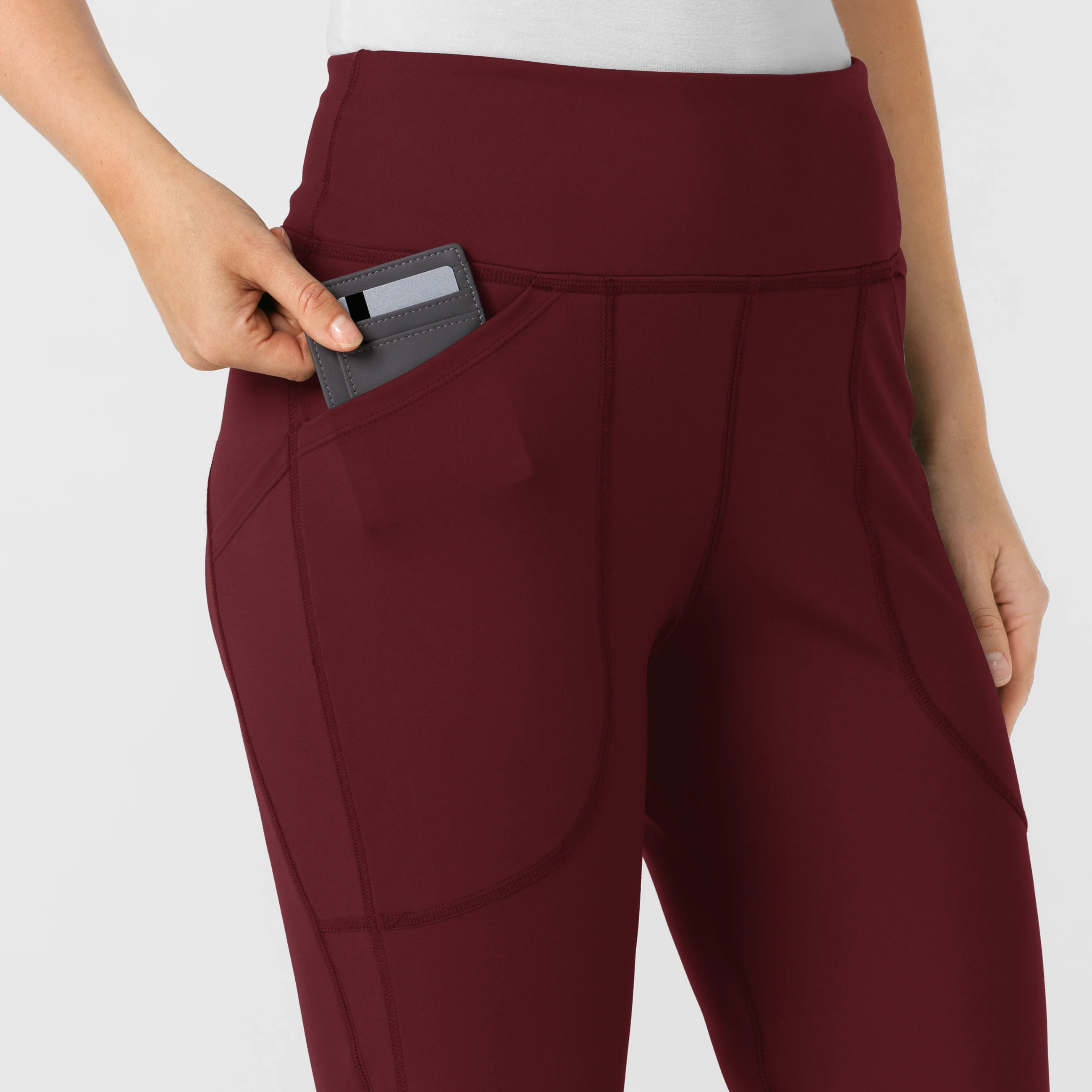 RENEW Knit Women's Flare Yoga Scrub Pant - Burgundy - Image 6