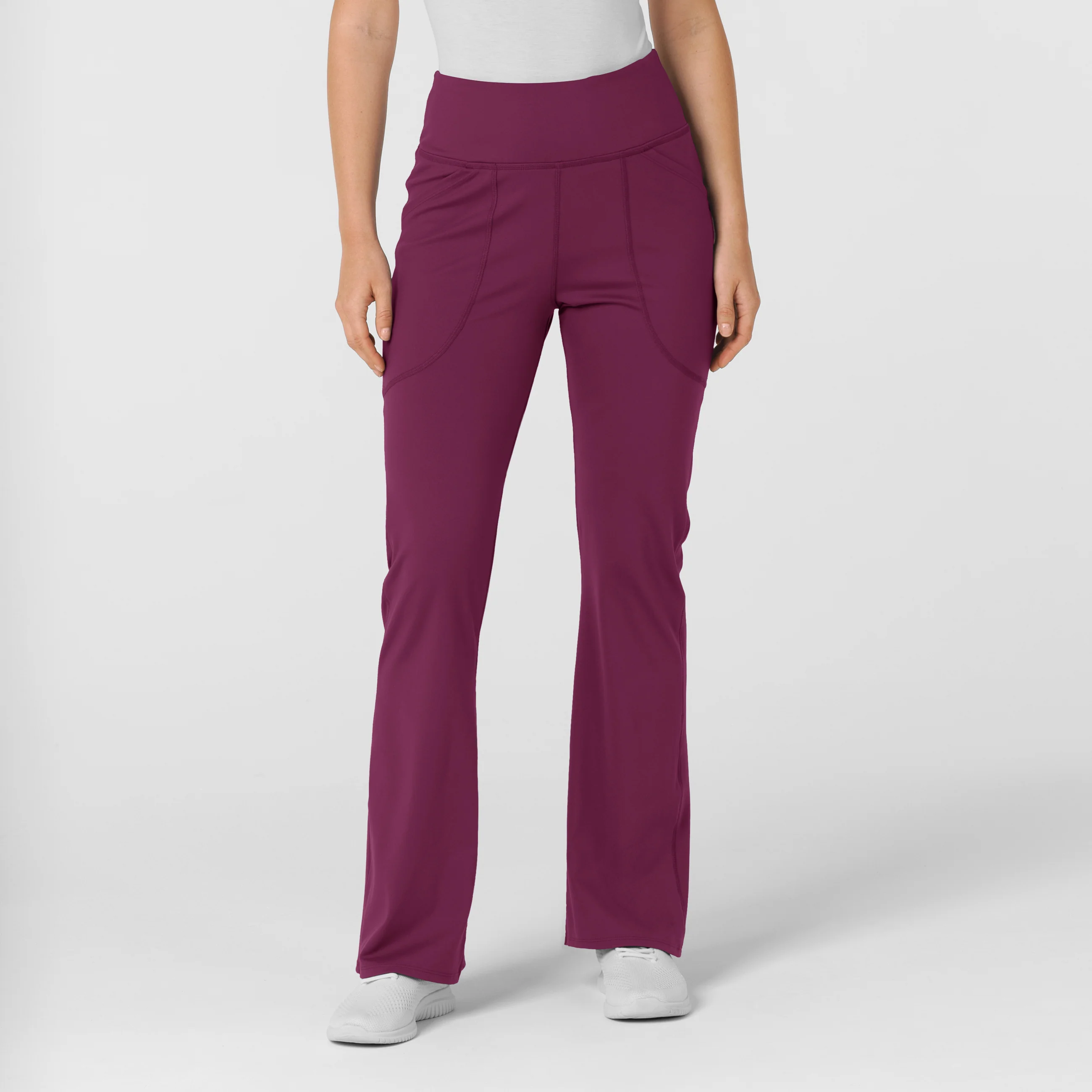 RENEW Knit Women's Flare Yoga Scrub Pant - Wine - Image 4