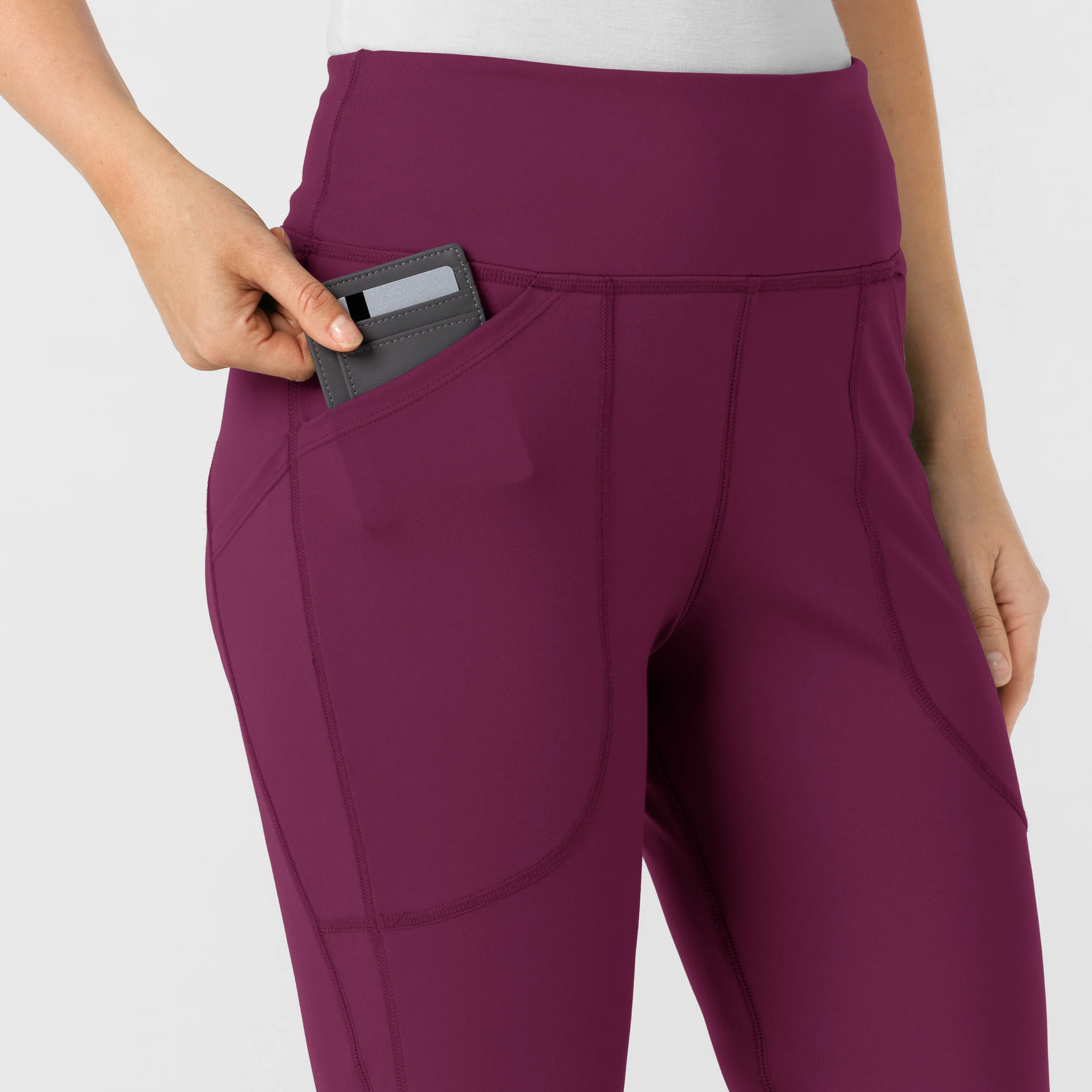 RENEW Knit Women's Flare Yoga Scrub Pant - Wine - Image 6