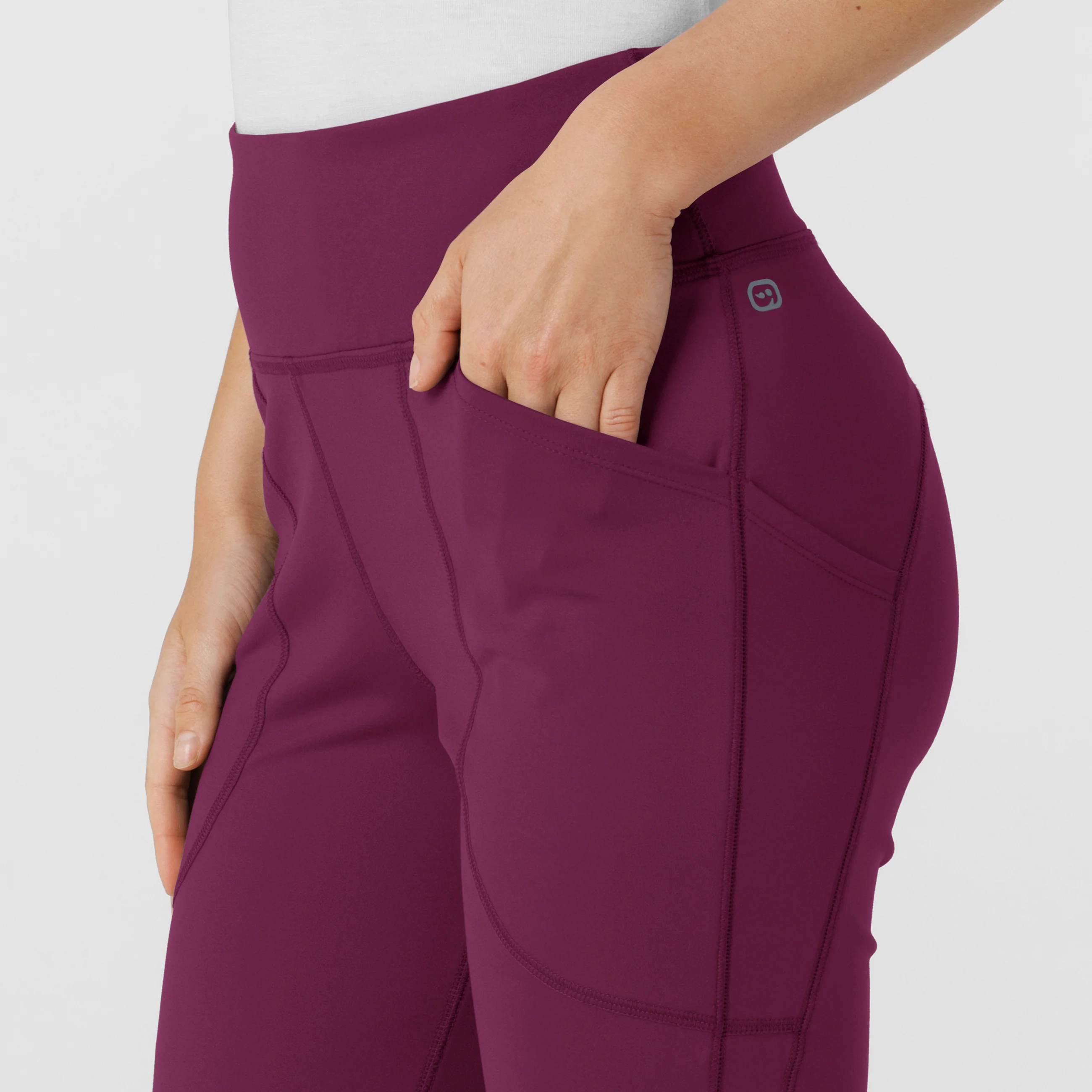 RENEW Knit Women's Flare Yoga Scrub Pant - Wine - Image 7