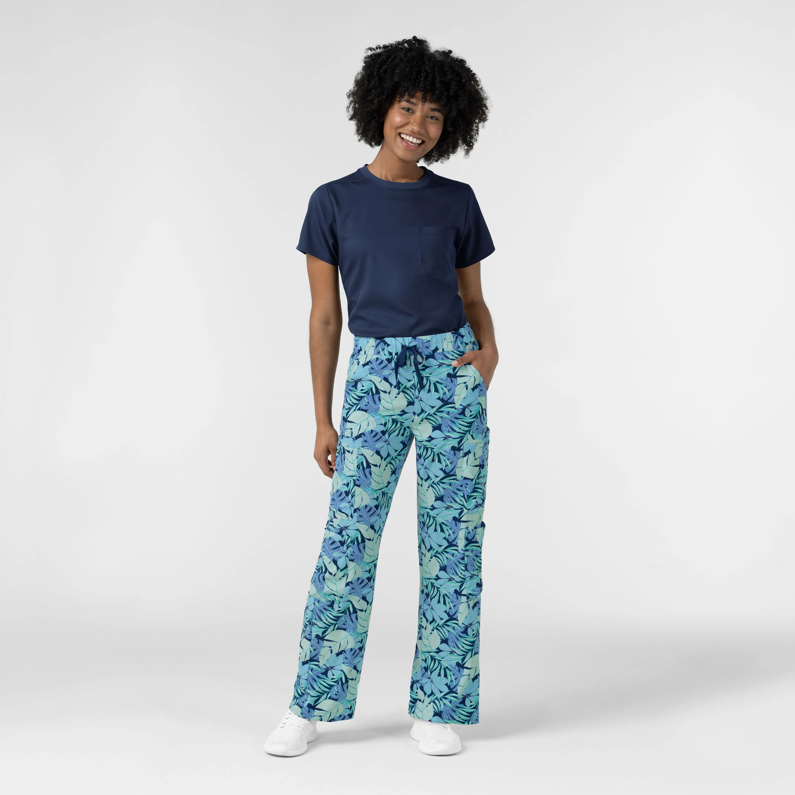 Women's Printed Double Cargo Scrub Pant - Breezy Palms - Image 4