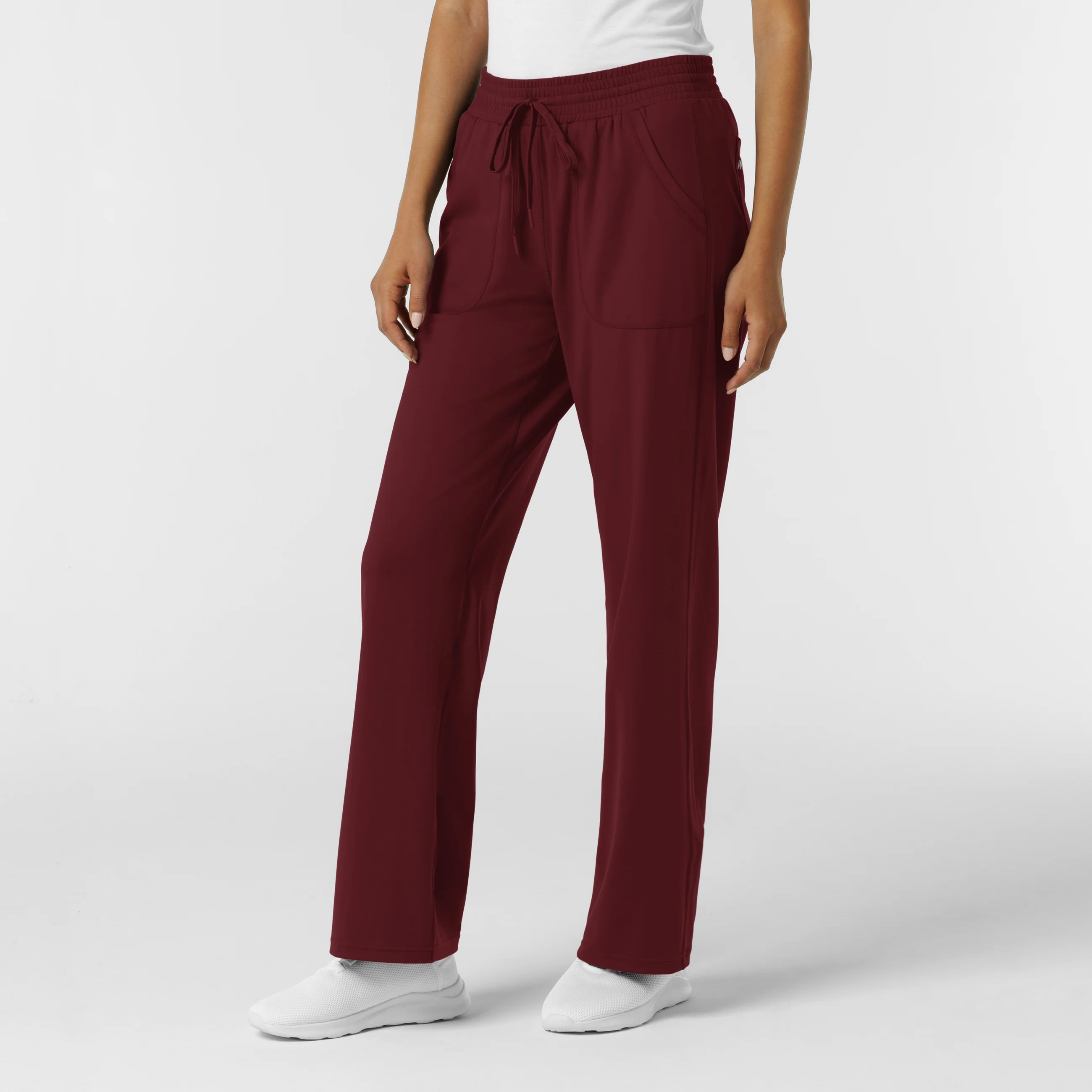 RENEW Knit Women's Wide Leg Scrub Pant - Burgundy - Image 4