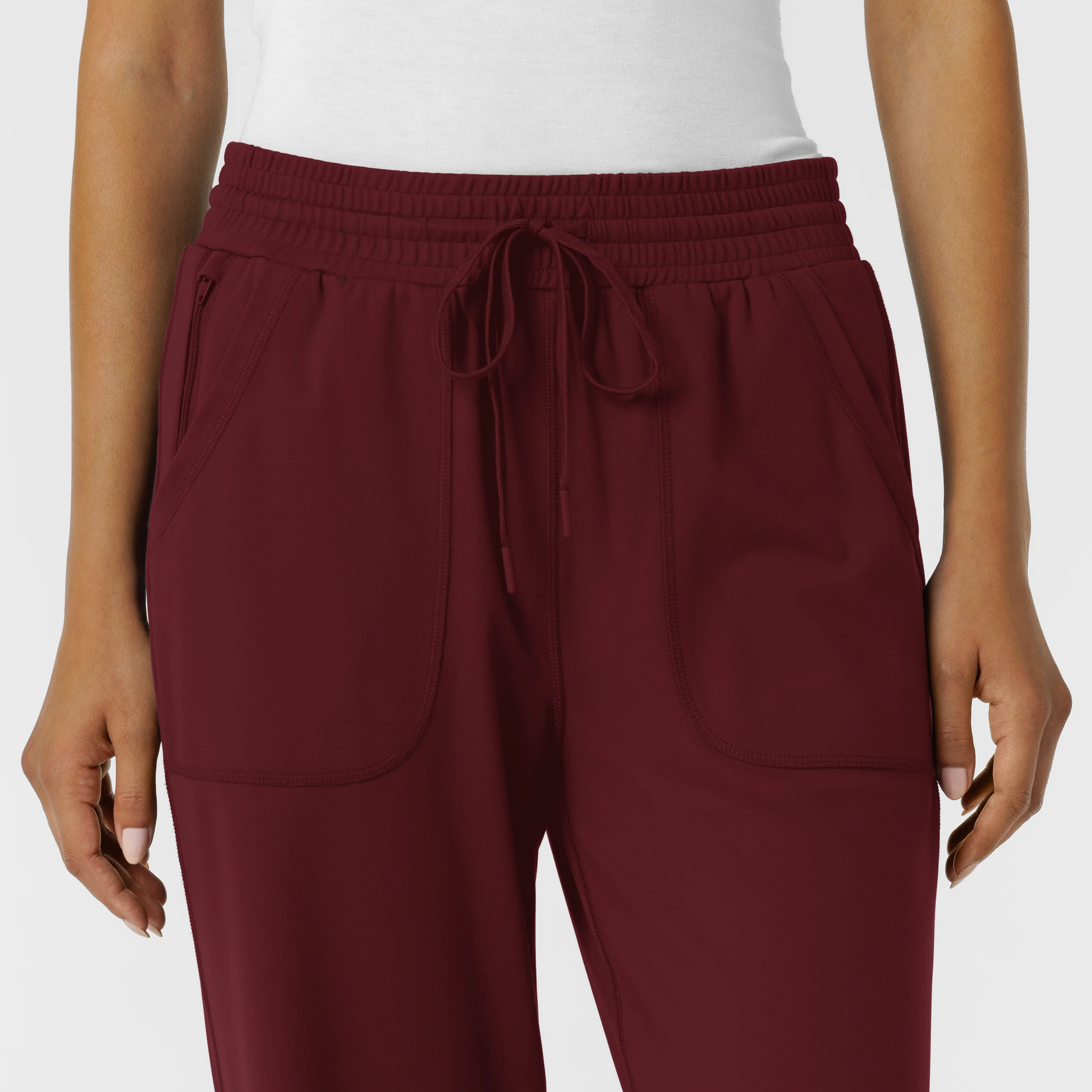RENEW Knit Women's Wide Leg Scrub Pant - Burgundy - Image 5
