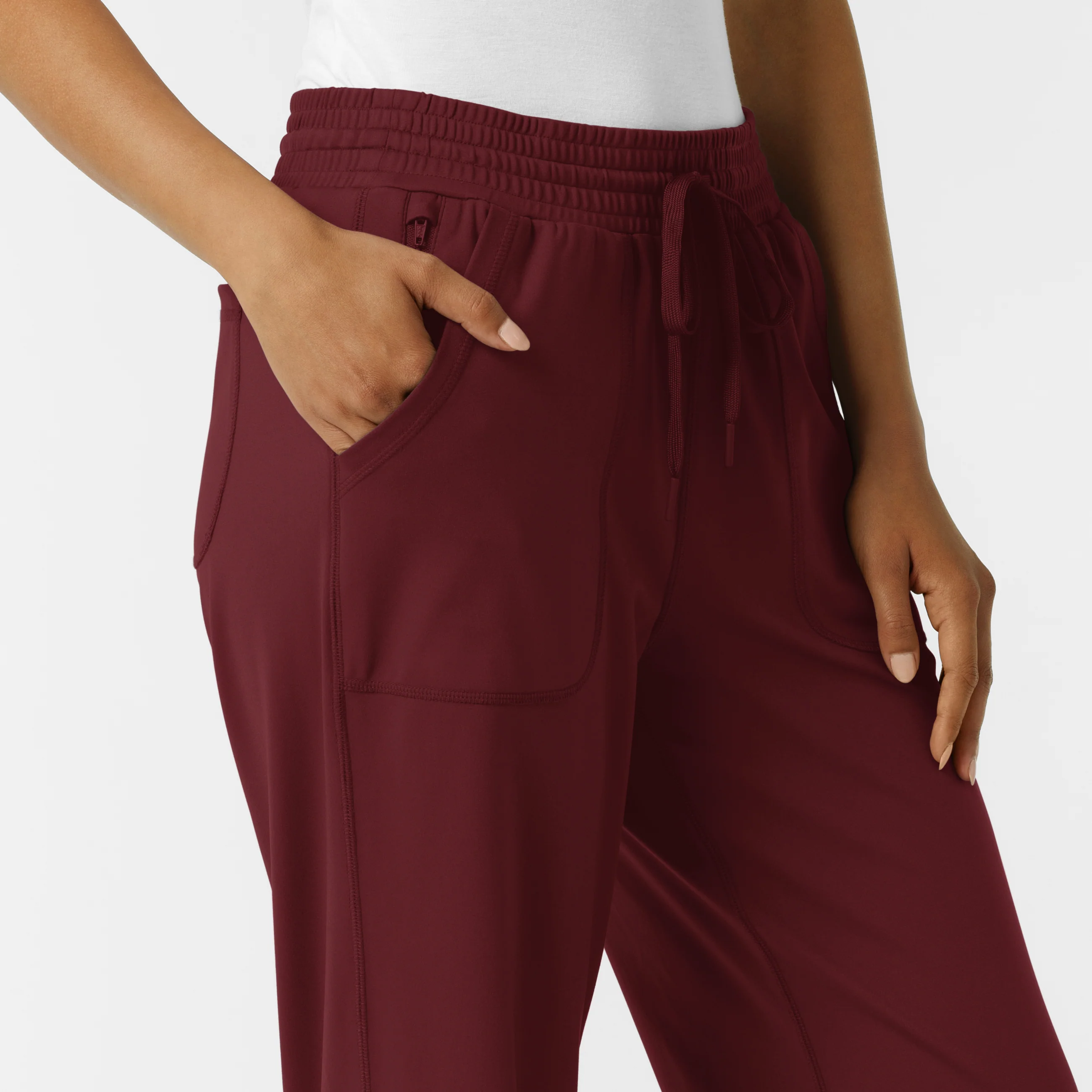 RENEW Knit Women's Wide Leg Scrub Pant - Burgundy - Image 6