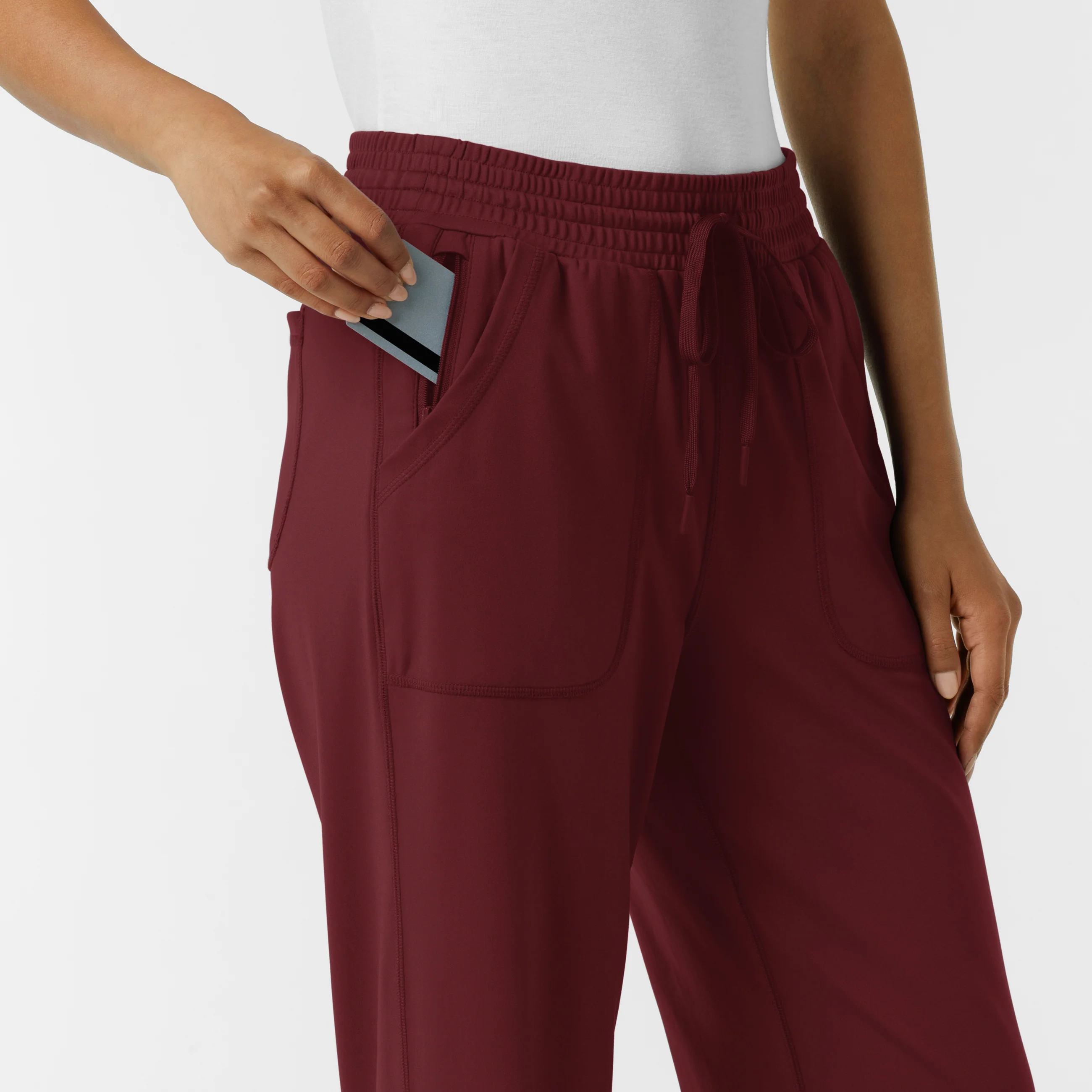 RENEW Knit Women's Wide Leg Scrub Pant - Burgundy - Image 7