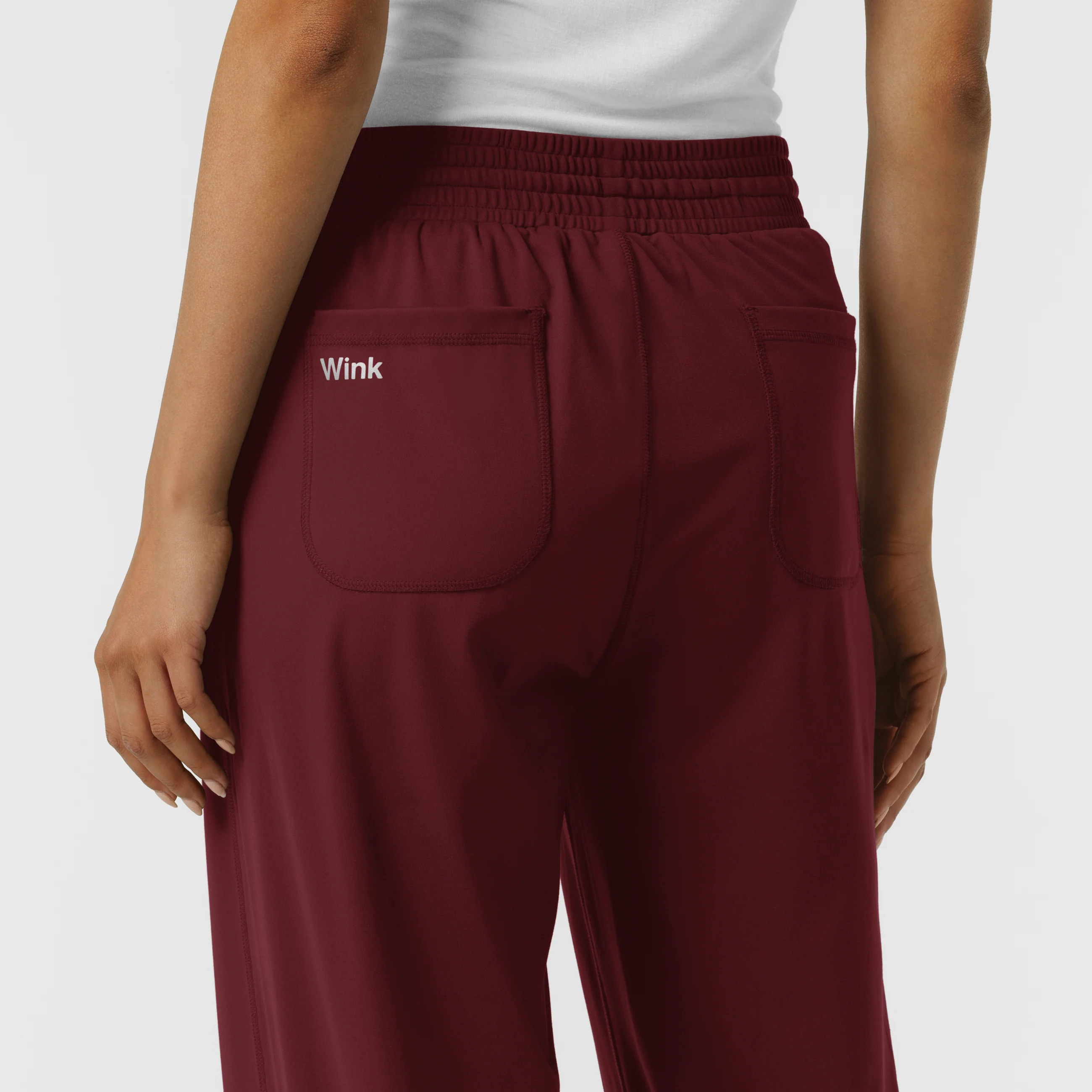RENEW Knit Women's Wide Leg Scrub Pant - Burgundy - Image 9