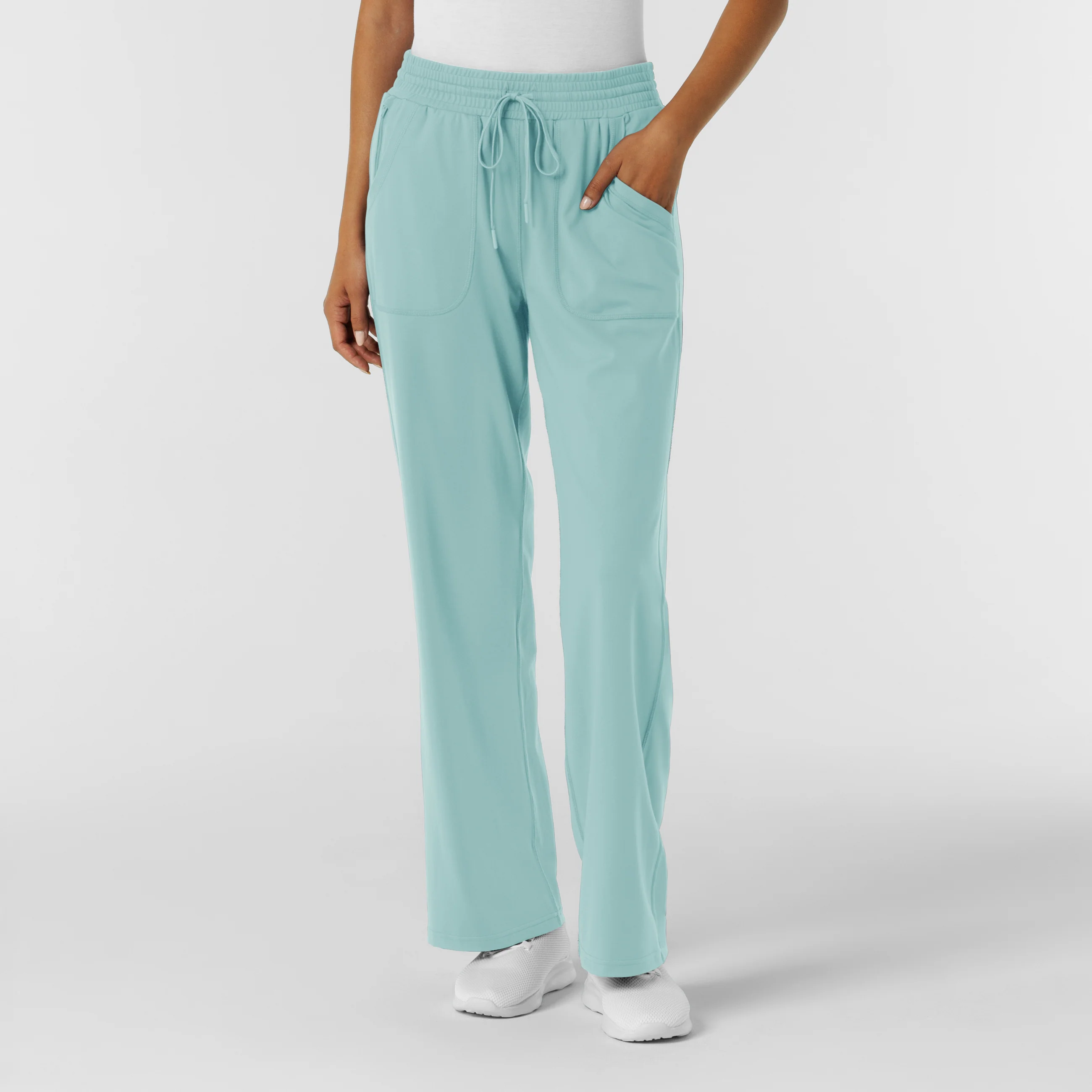 RENEW Knit Women's Wide Leg Scrub Pant - Coastal Blue - Image 4