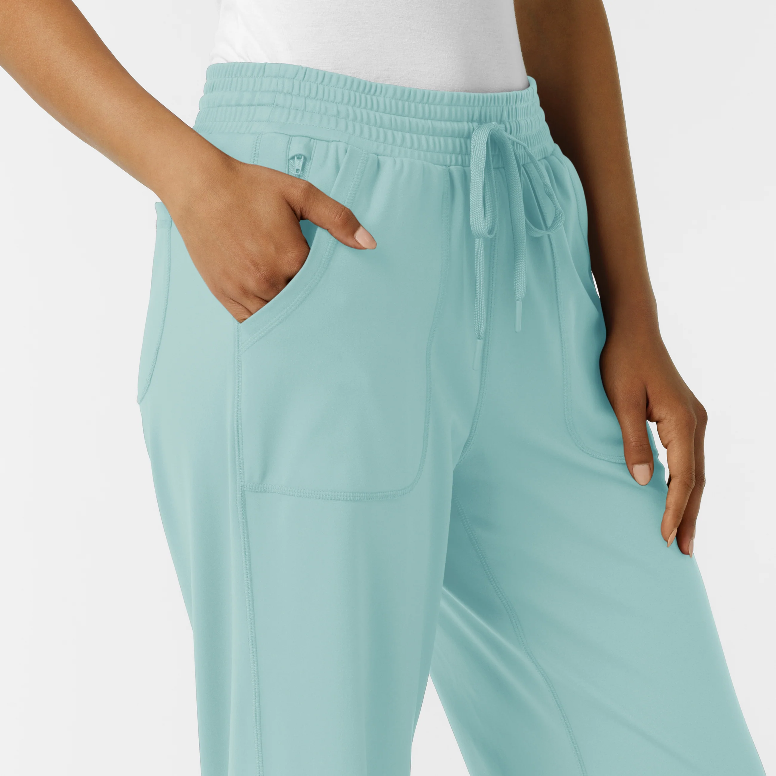 RENEW Knit Women's Wide Leg Scrub Pant - Coastal Blue - Image 6