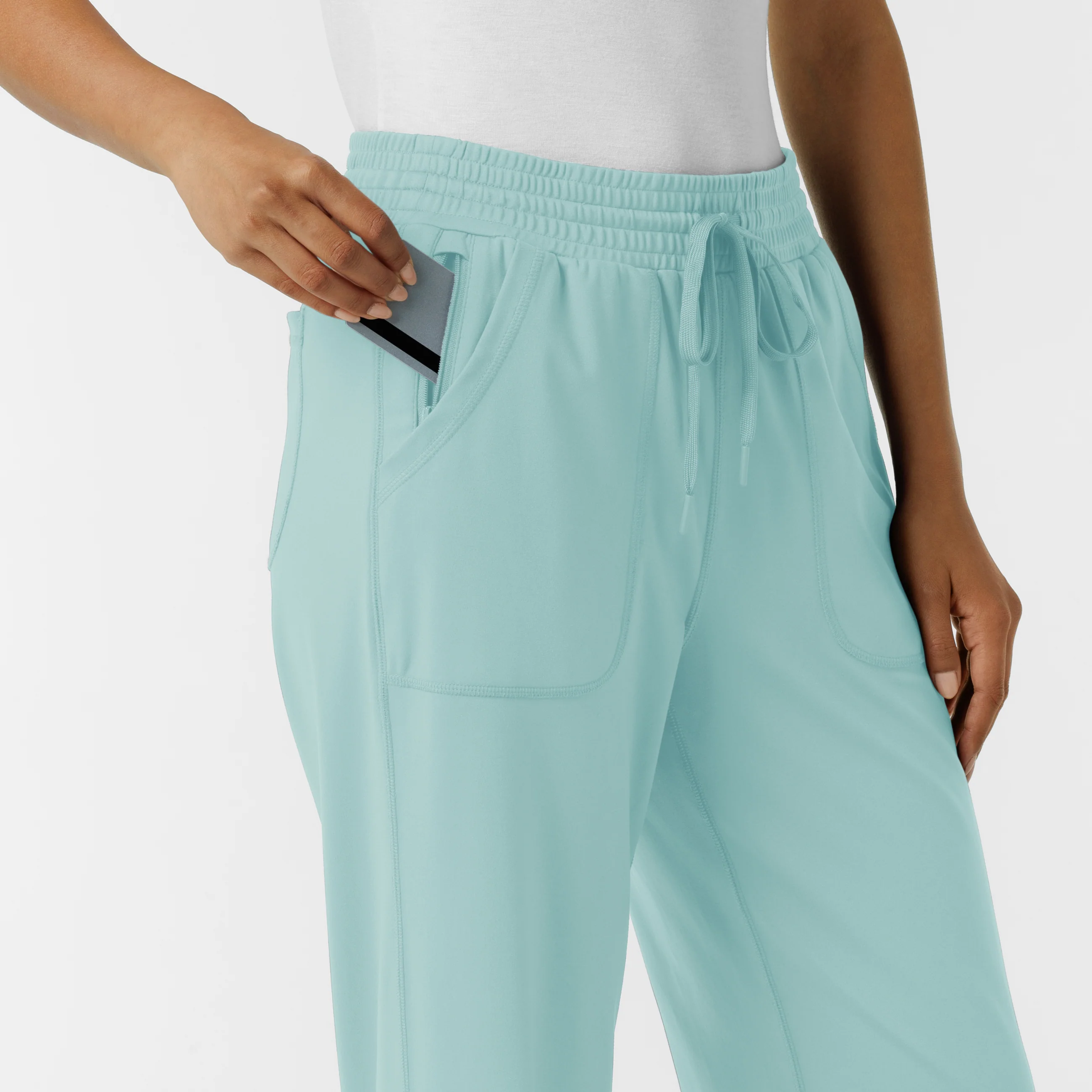 RENEW Knit Women's Wide Leg Scrub Pant - Coastal Blue - Image 7