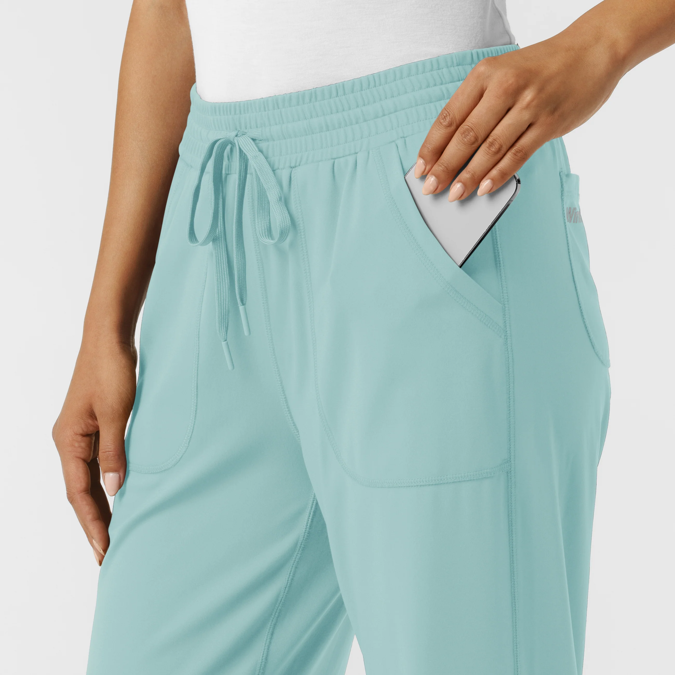 RENEW Knit Women's Wide Leg Scrub Pant - Coastal Blue - Image 8