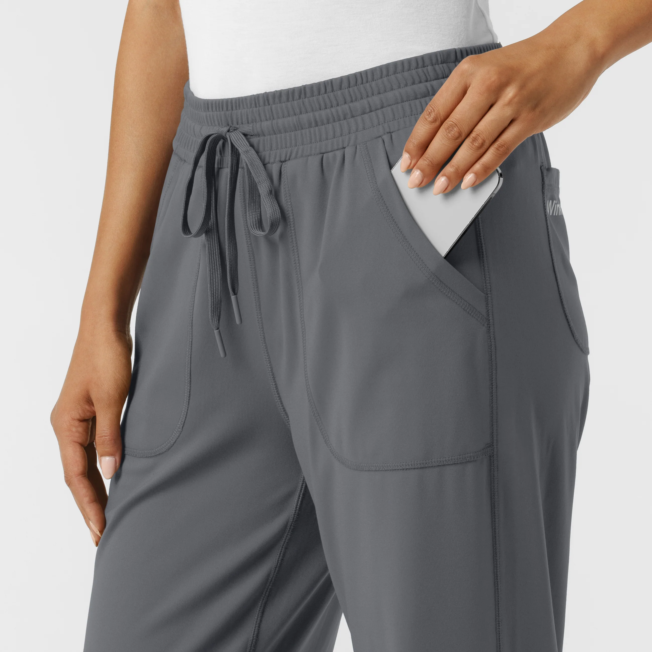 RENEW Knit Women's Wide Leg Scrub Pant - Pewter - Image 8
