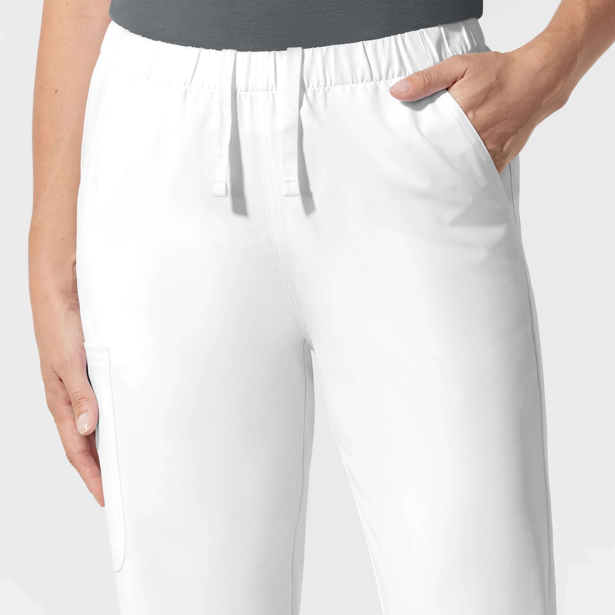 NURTUR Unisex Straight Leg Cargo Scrub Pant - White - Image 9