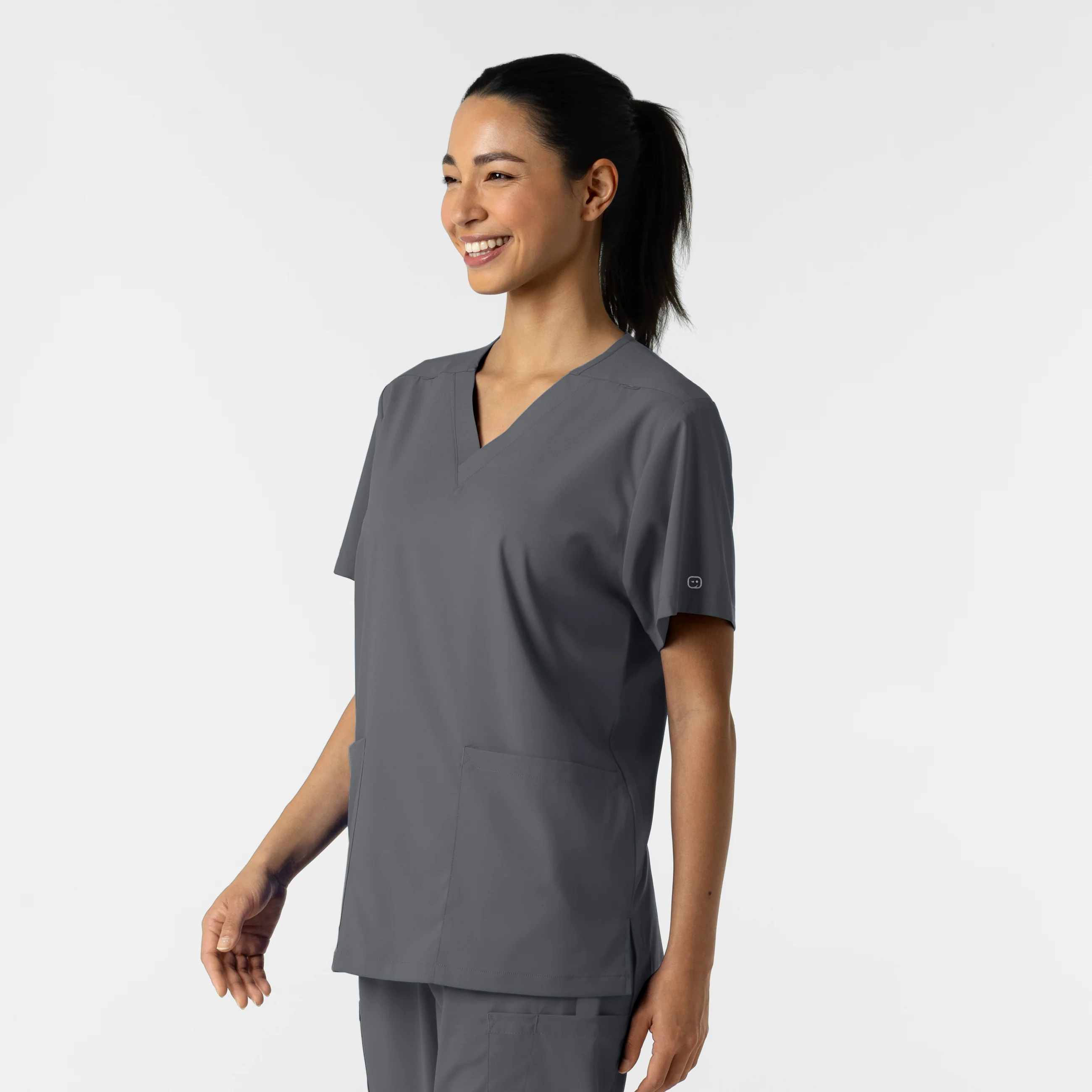 Boundless Unisex V-Neck Scrub Top - Pewter - Image 4