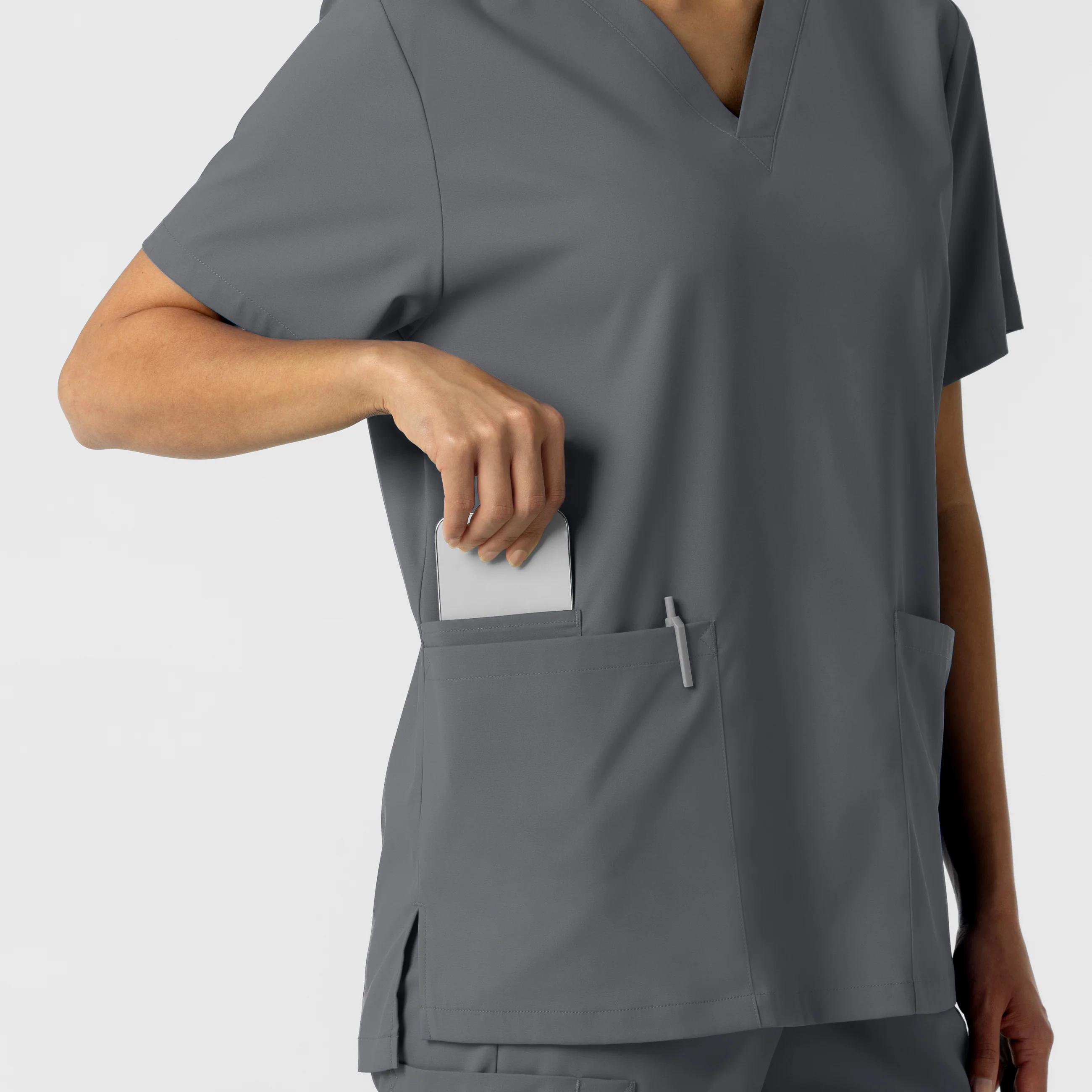 Boundless Unisex V-Neck Scrub Top - Pewter - Image 8