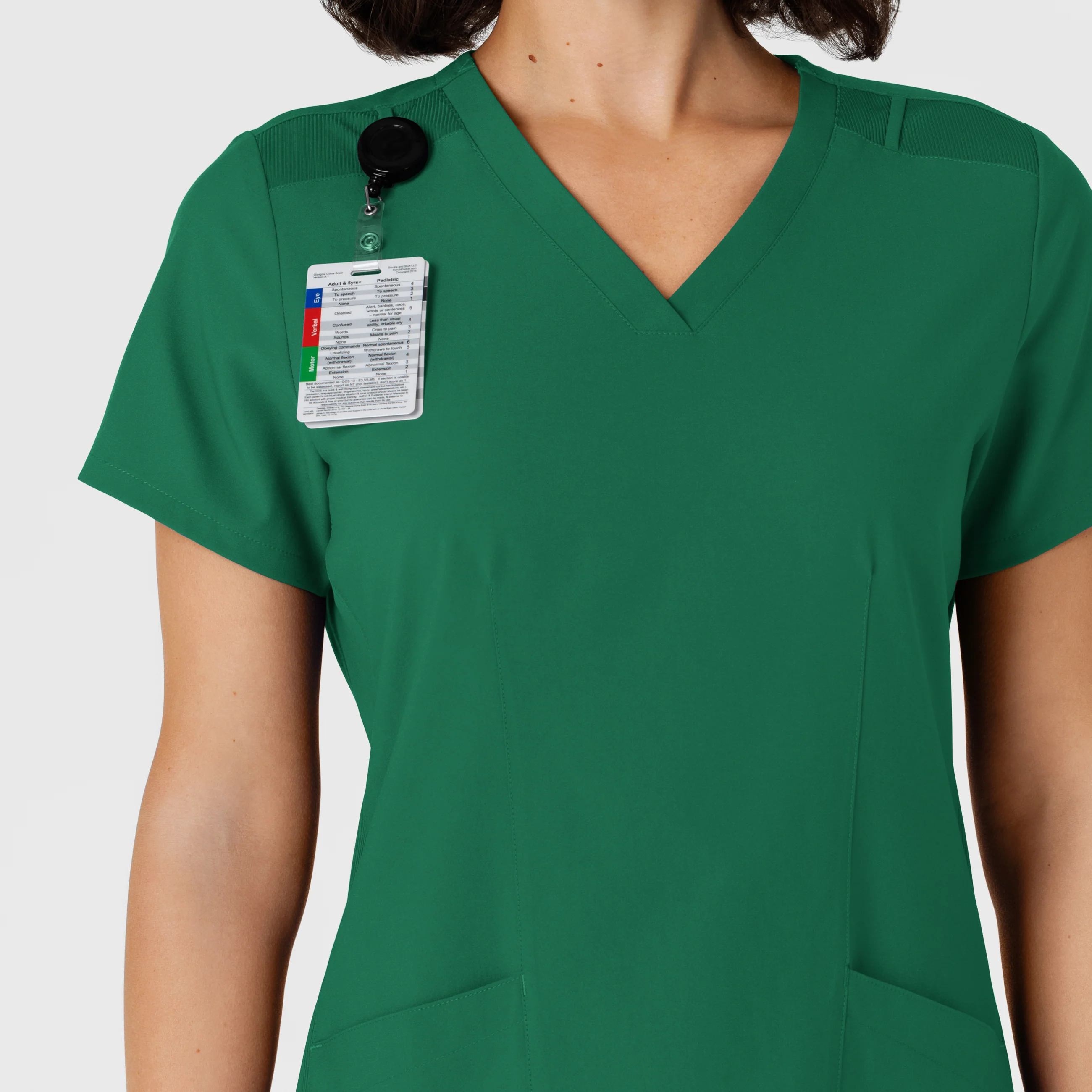 W123 Women's Flex-n-Reach Side Panel V-Neck Scrub Top - Hunter - Image 7